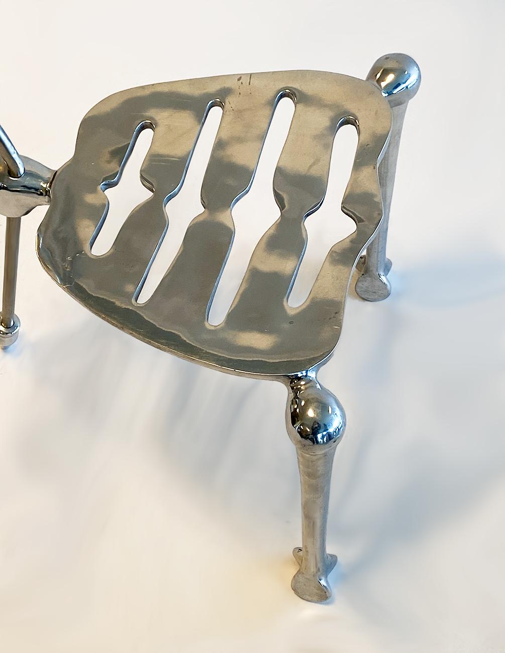 Modern Pair of Skeleton Chairs by Michael Aram Aluminum and Stainless Steel