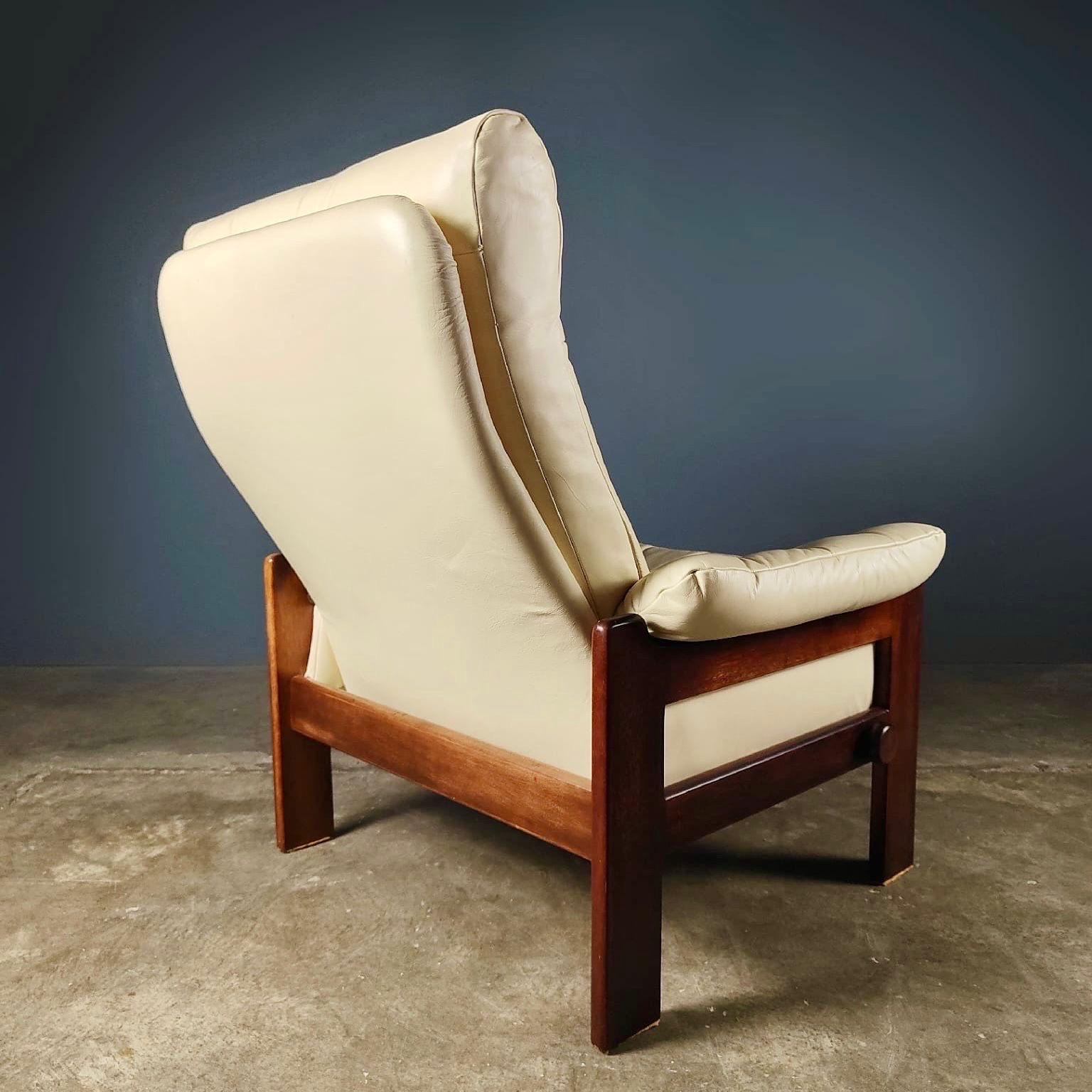 Pair Of Skippers Møbler Durup Atlanta Leather Reclining Lounge Chairs Footstool 1