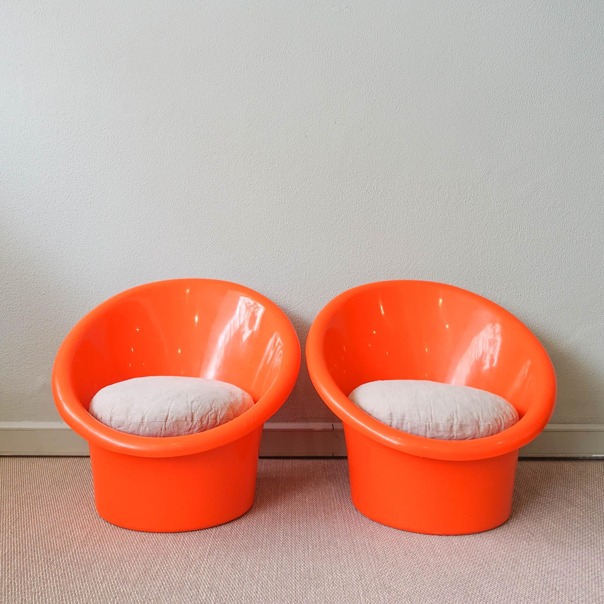 Fabric Pair of Skopa Chairs by Ole Gjerlov-Knudsen & Torben Lind, for Orth Plast/ IKEA