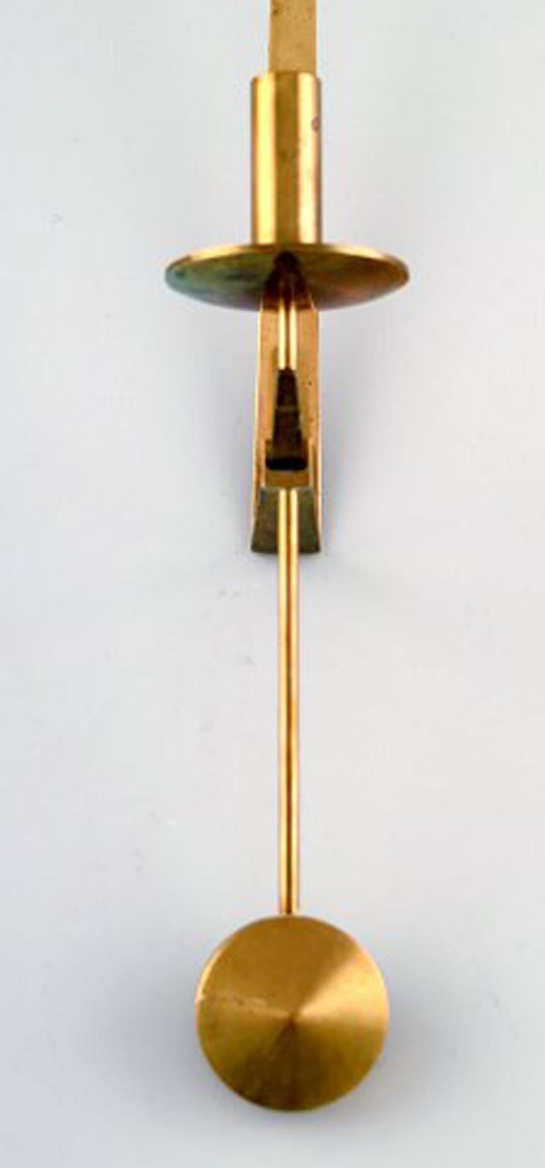 Scandinavian Modern Pair of Skultuna, Sweden, Brass Candlesticks Model 1607