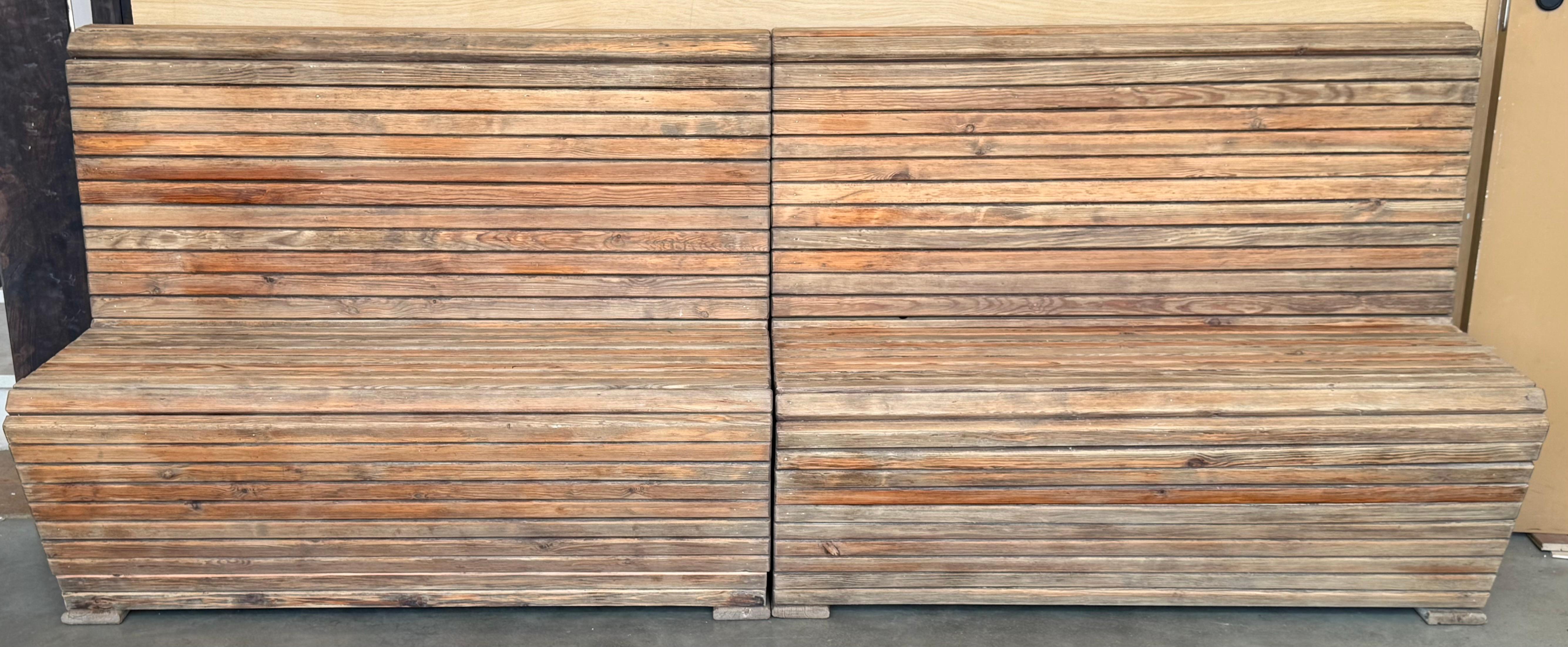 Pair of Slabs Benches in Solid Pine 