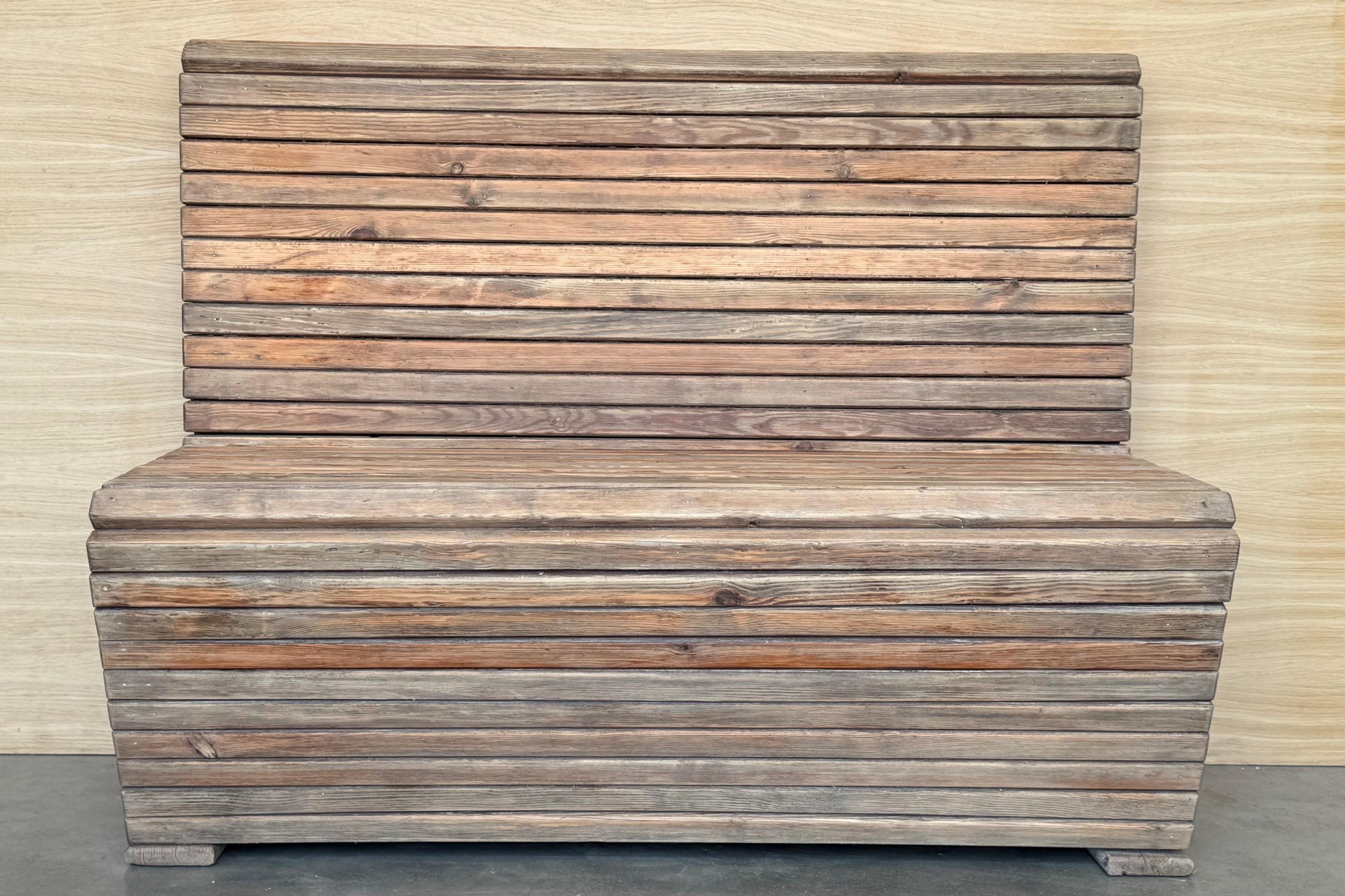 Country Pair of Slabs Benches in Solid Pine 