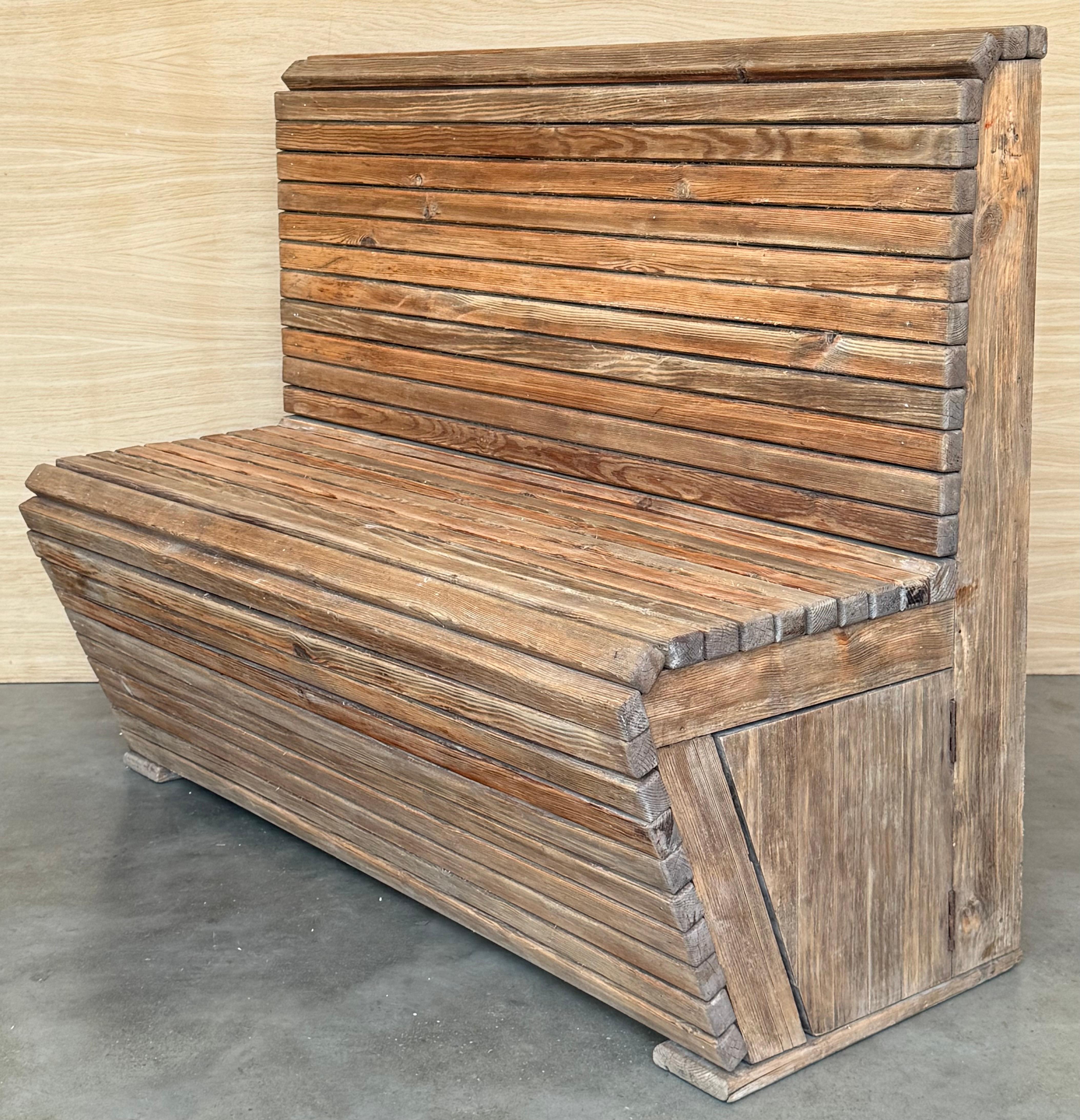 Pair of Slabs Benches in Solid Pine 