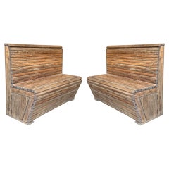 Pair of Slabs Benches in Solid Pine "Mobila"