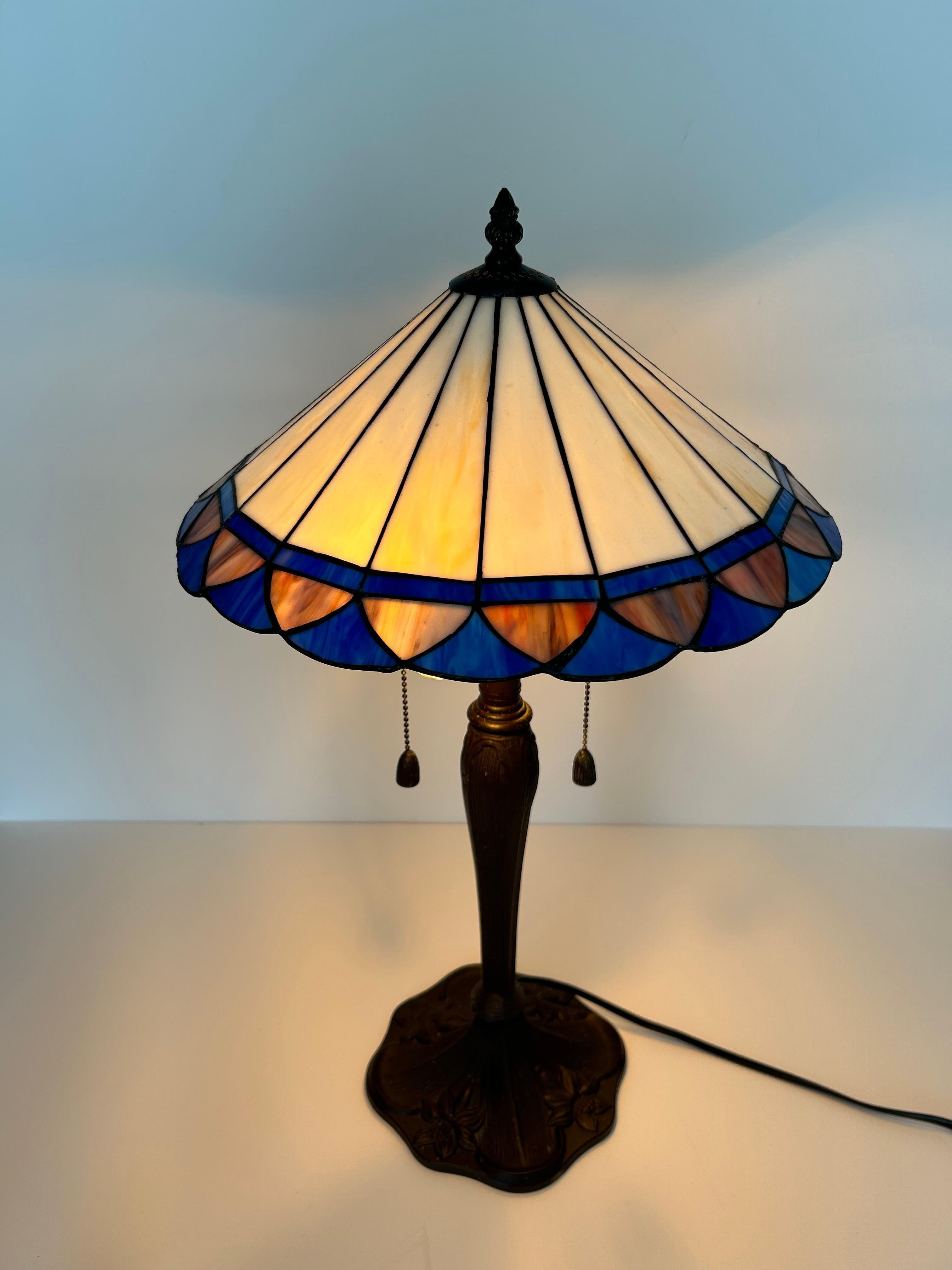 Pair of Slag Glass Table Lamps 2