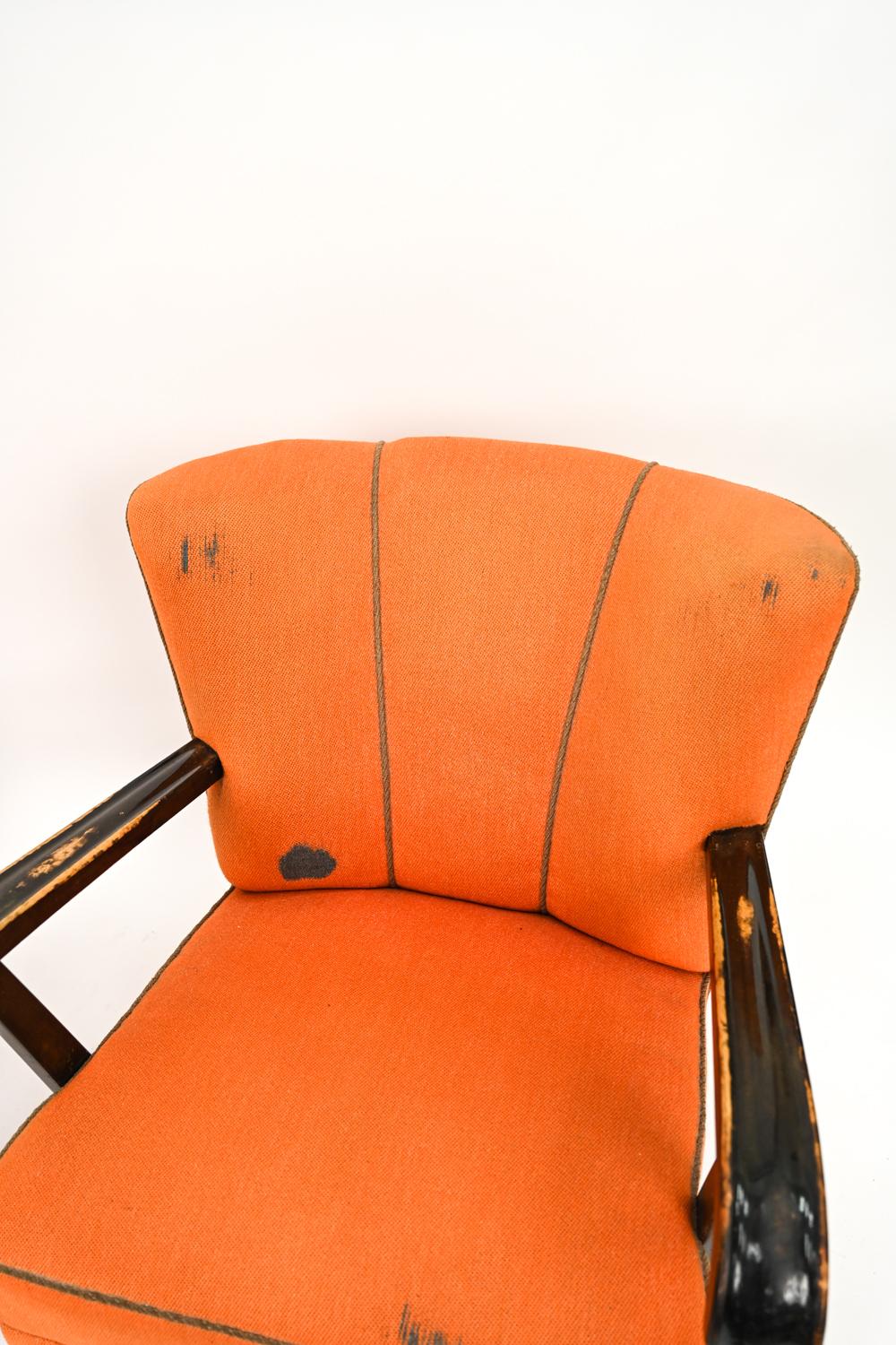 Mid-20th Century Pair of Slagelse Danish Channel-Back Lounge Chairs