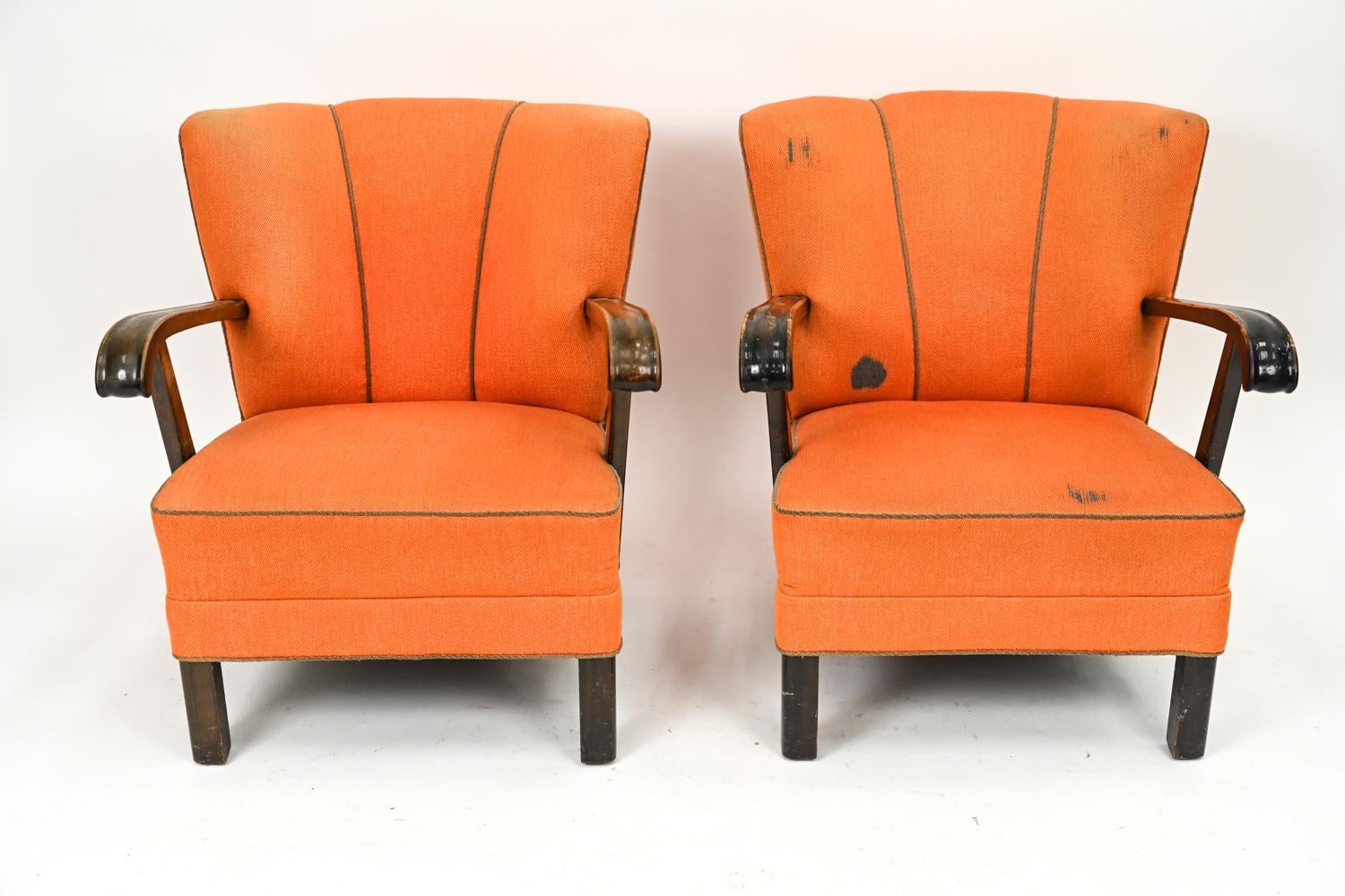 Pair of Slagelse Danish Channel-Back Lounge Chairs 1