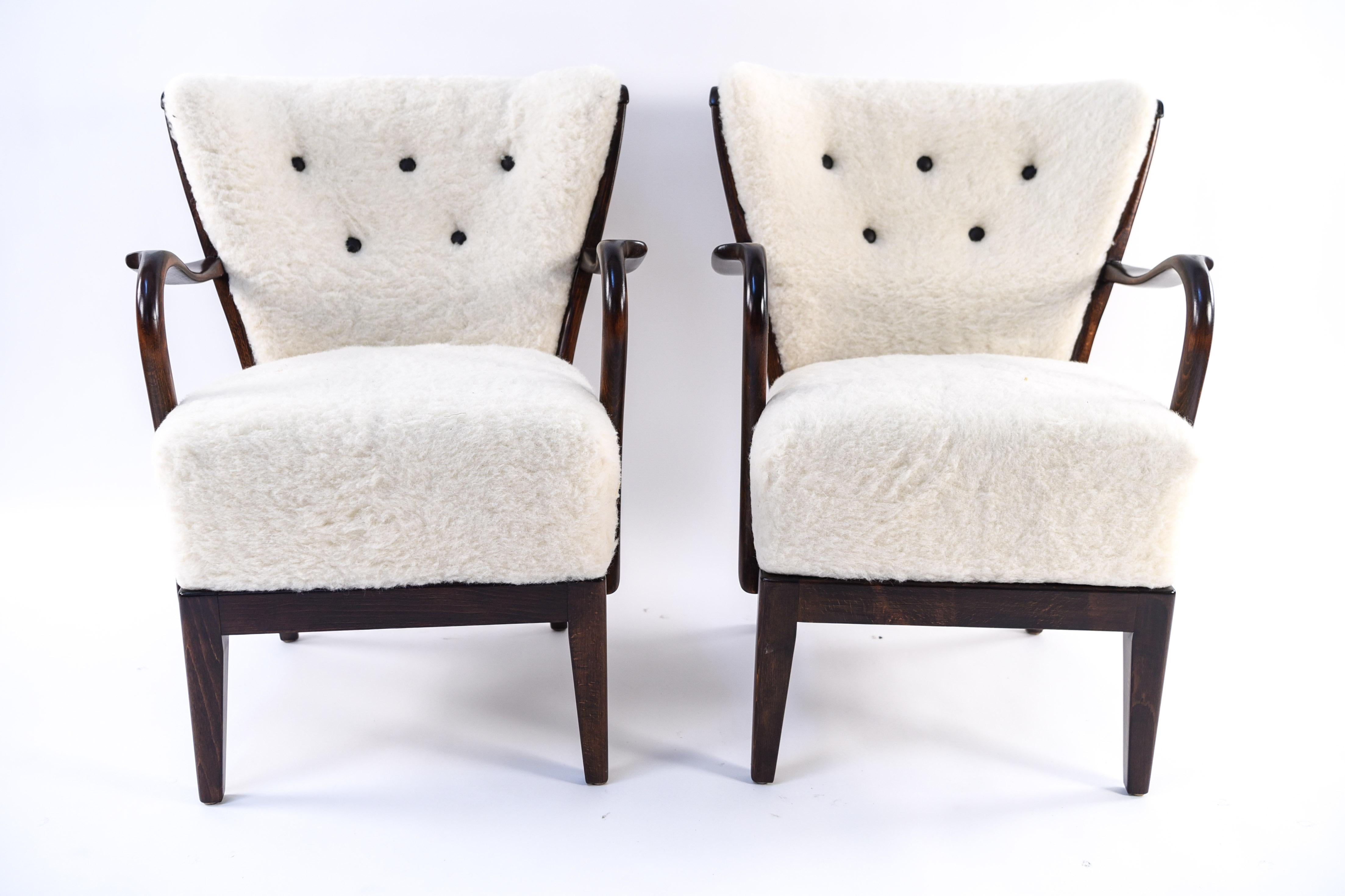 Pair of Slagelse Model 177 Lounge Chairs in Lamb's Wool 3