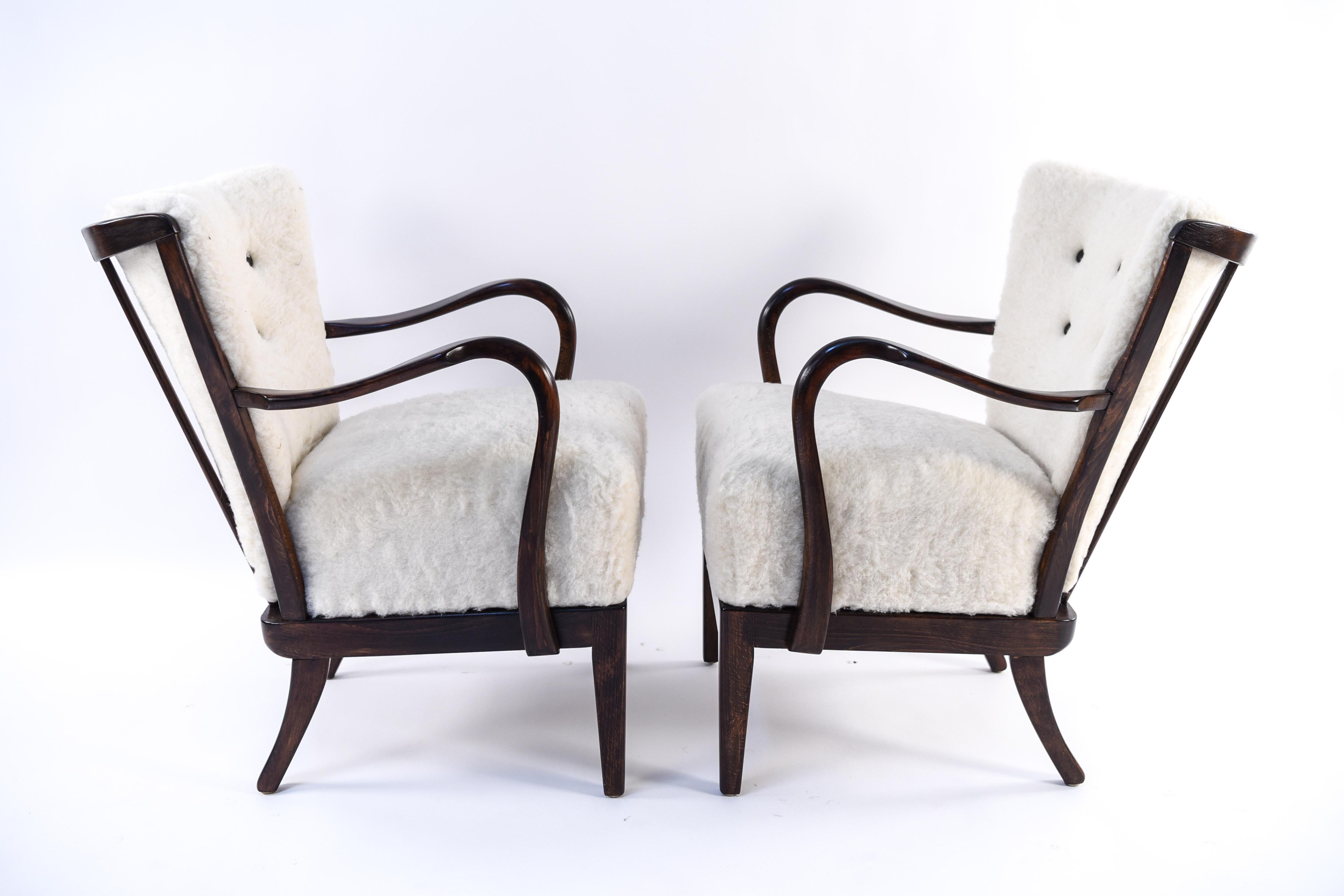Pair of Slagelse Model 177 Lounge Chairs in Lamb's Wool 4