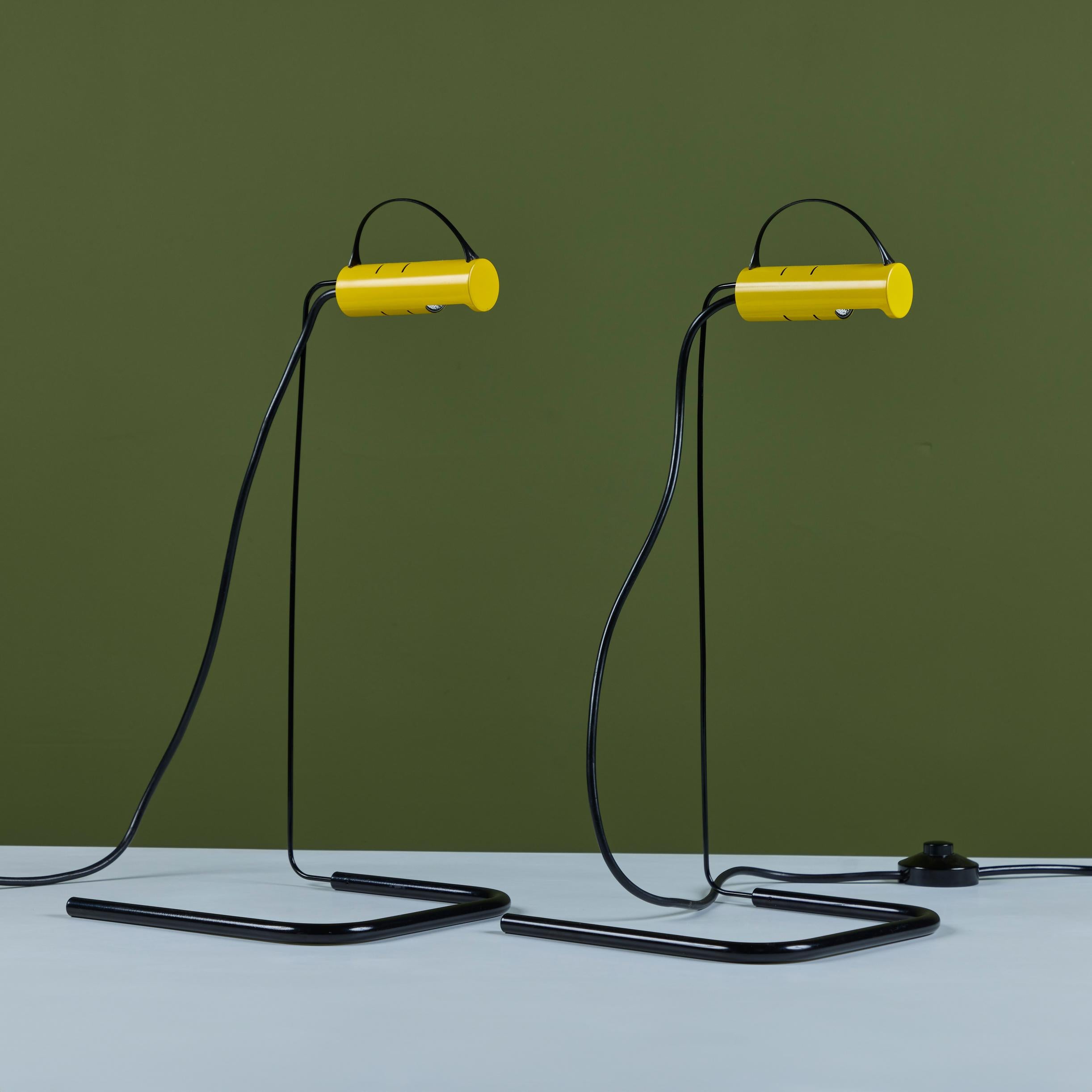 Enamel Pair of Slalom Table Lamp by Vico Magistretti for Oluce For Sale