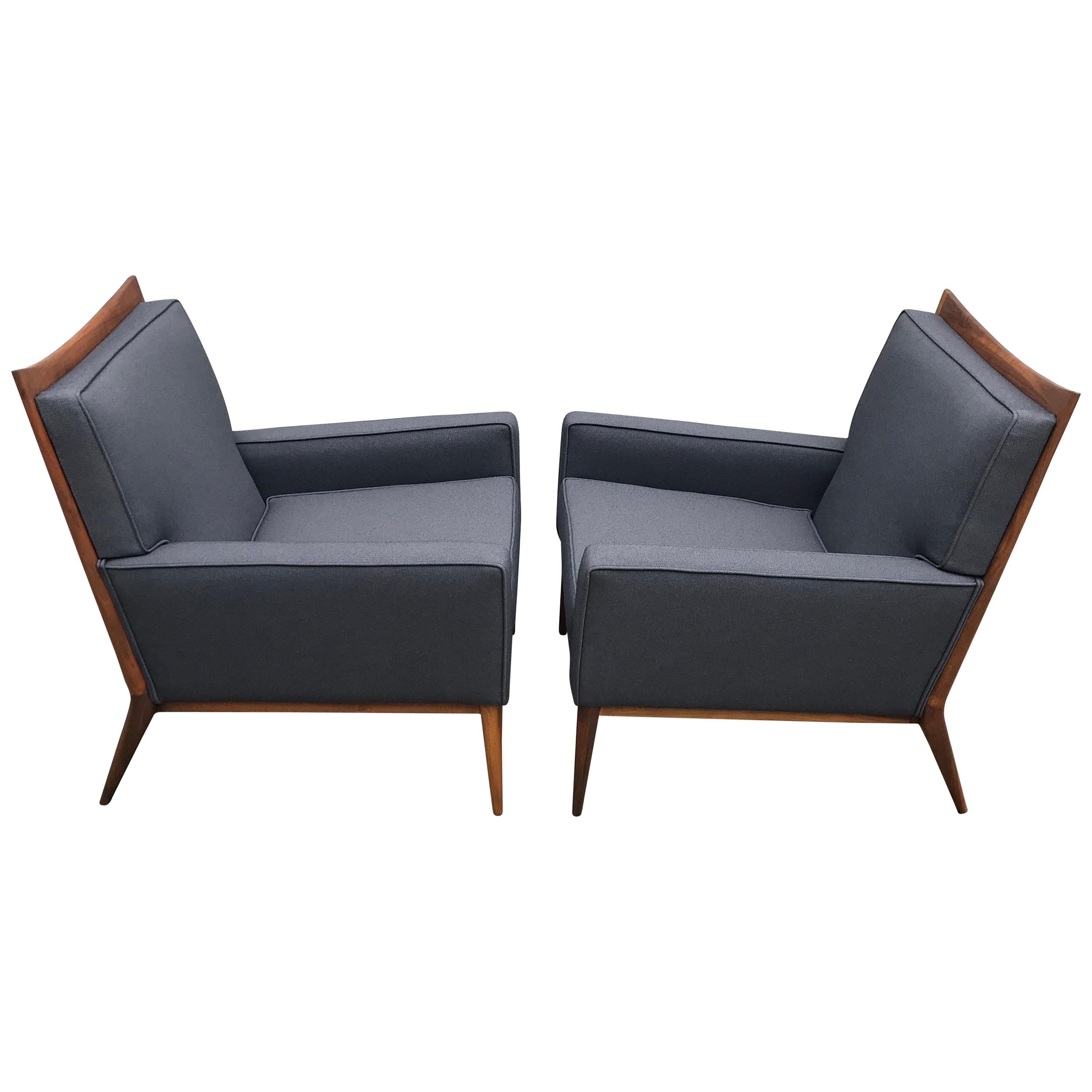 Pair of Slate Grey Paul McCobb Lounge Club Chairs for Directional, 1950's