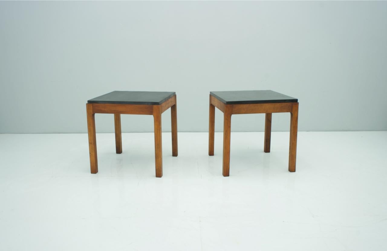 European Pair of Slate Side Tables, 1950s