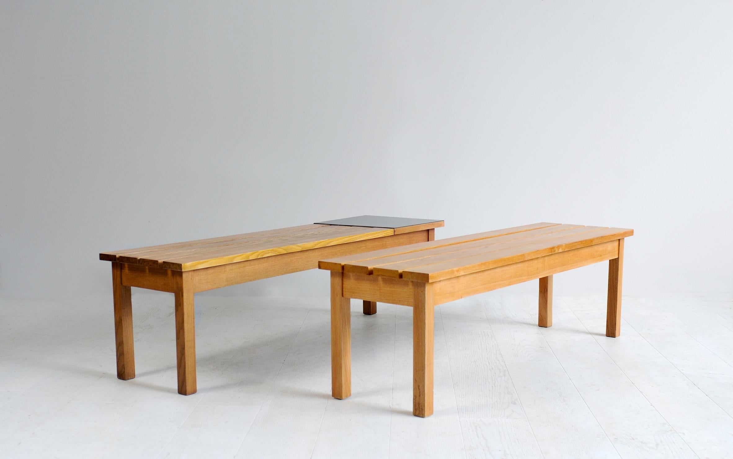 Pair of Slatted Benches, France, 1960 3