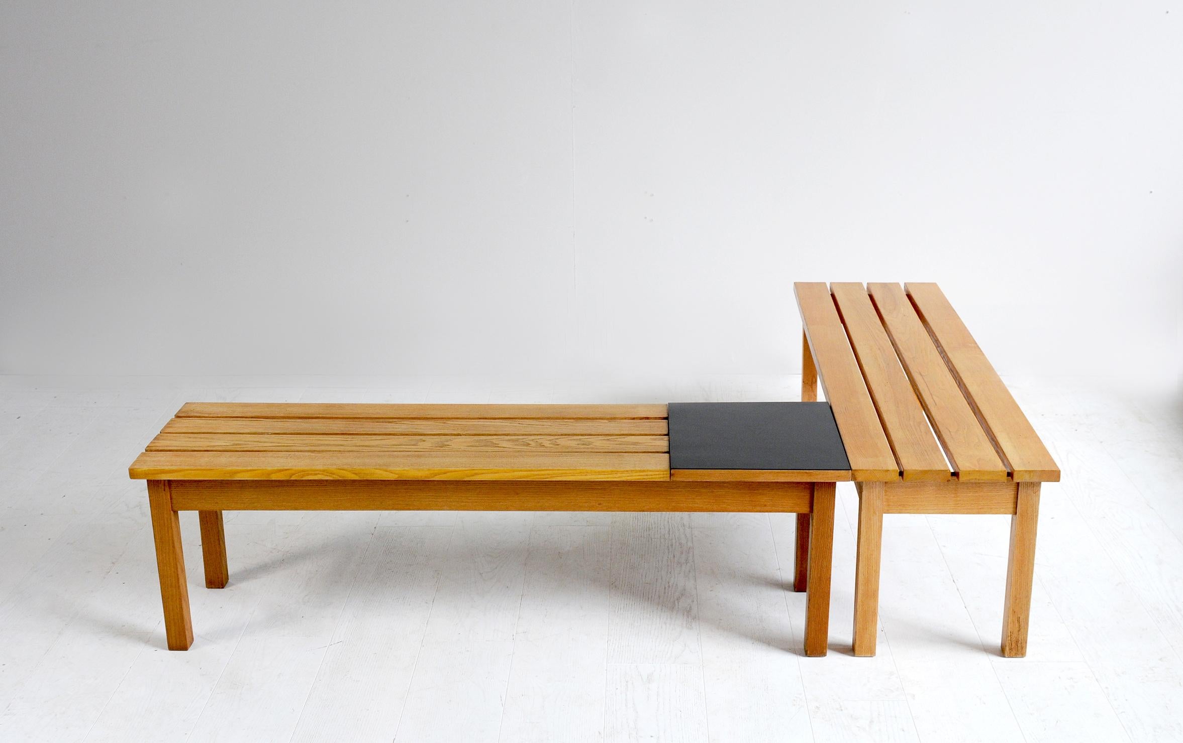 Formica Pair of Slatted Benches, France, 1960