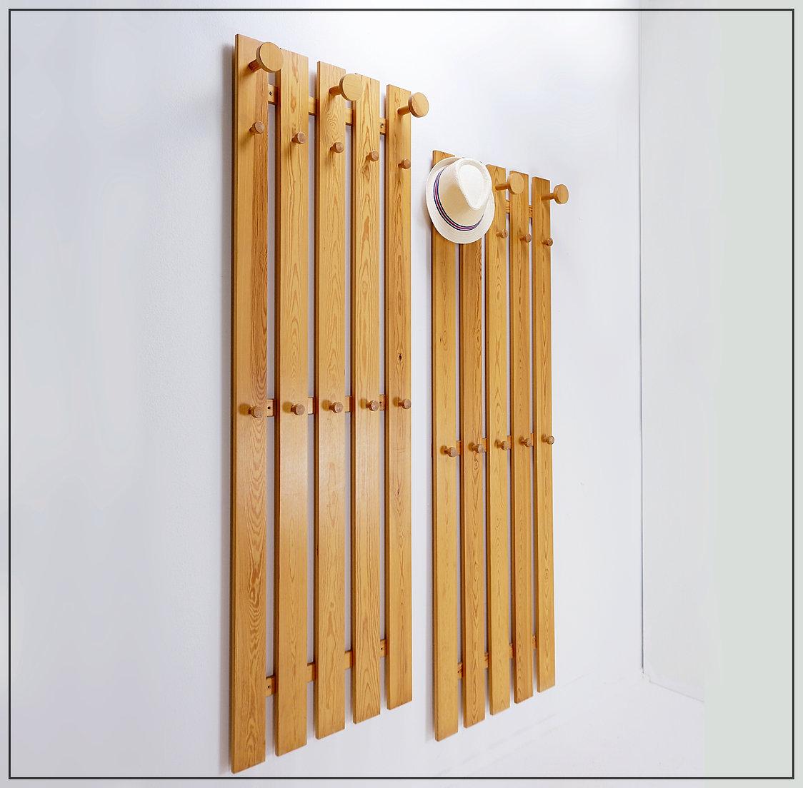 Pair of Slatted Wall Coat Racks For Sale 1