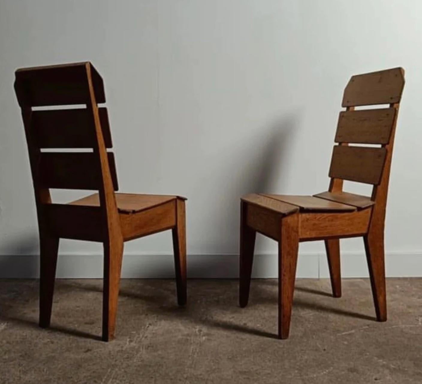 Dutch Pair of Slatted Wood Den Haagse School Chairs For Sale