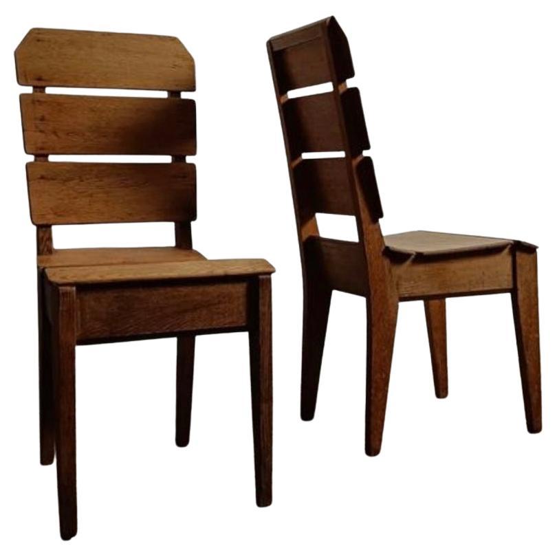 Pair of Slatted Wood Den Haagse School Chairs For Sale