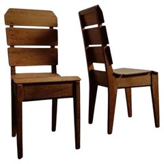 Pair of Slatted Wood Den Haagse School Chairs