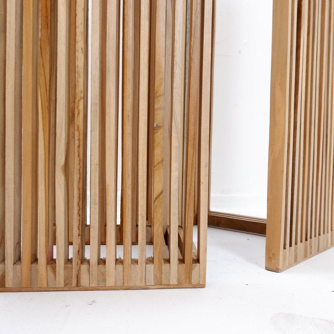 Pair of Slatted Wood nesting plant stands For Sale 6