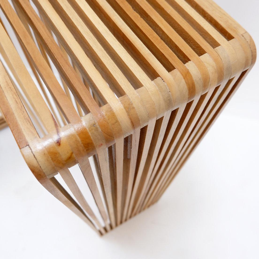 Modern Pair of Slatted Wood nesting plant stands For Sale