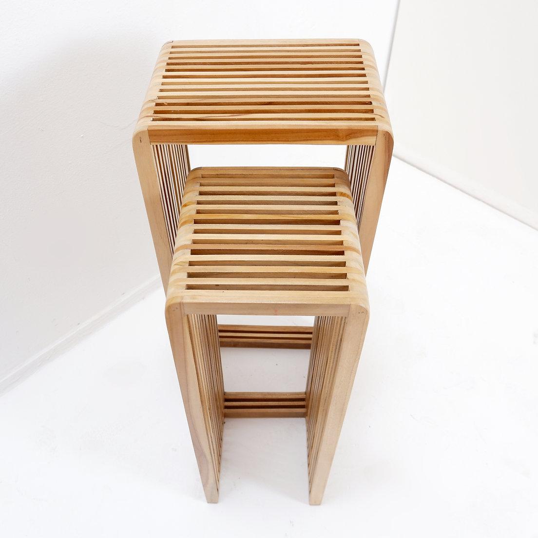 Pair of Slatted Wood nesting plant stands For Sale 1