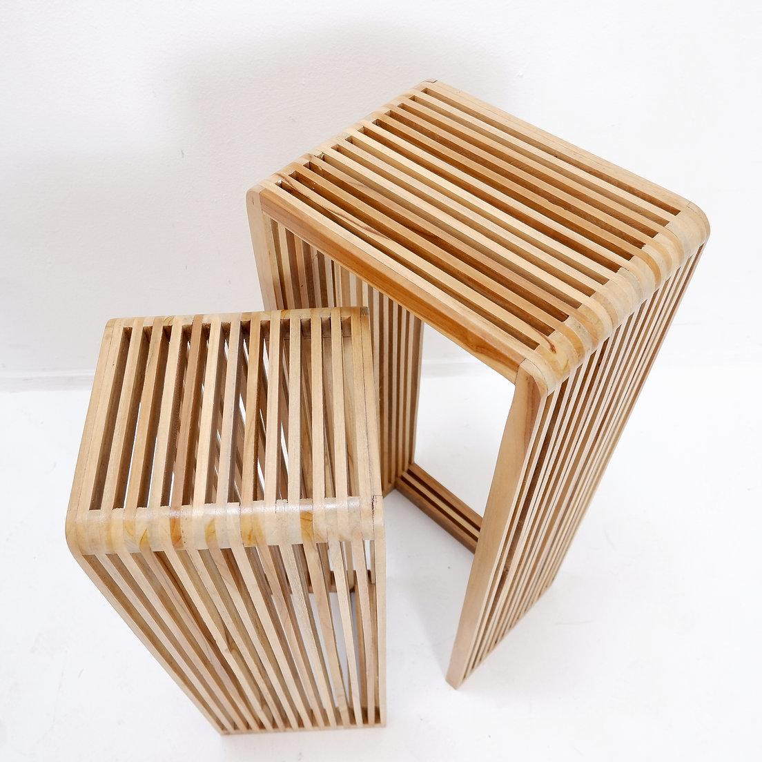 Pair of Slatted Wood nesting plant stands For Sale 2