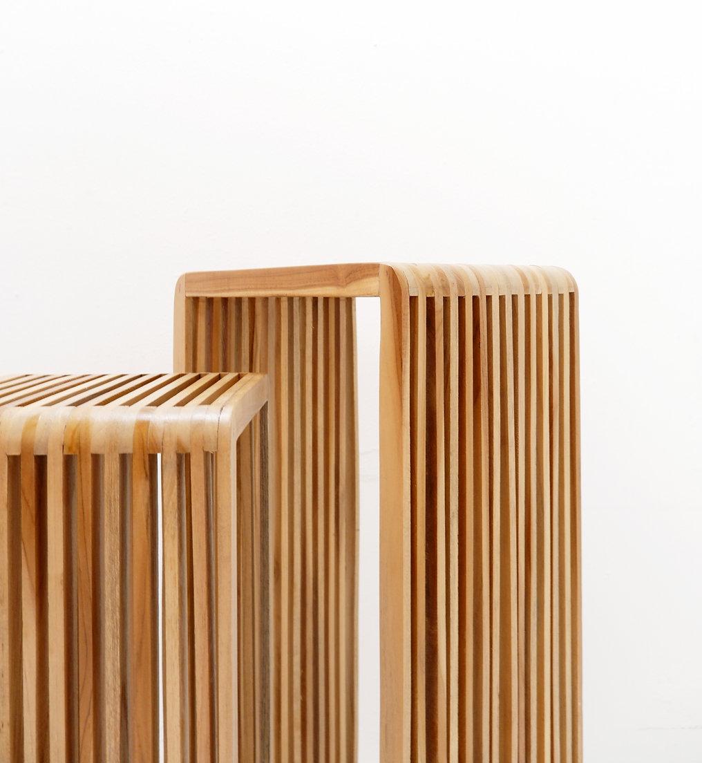 Pair of Slatted Wood nesting plant stands For Sale 3