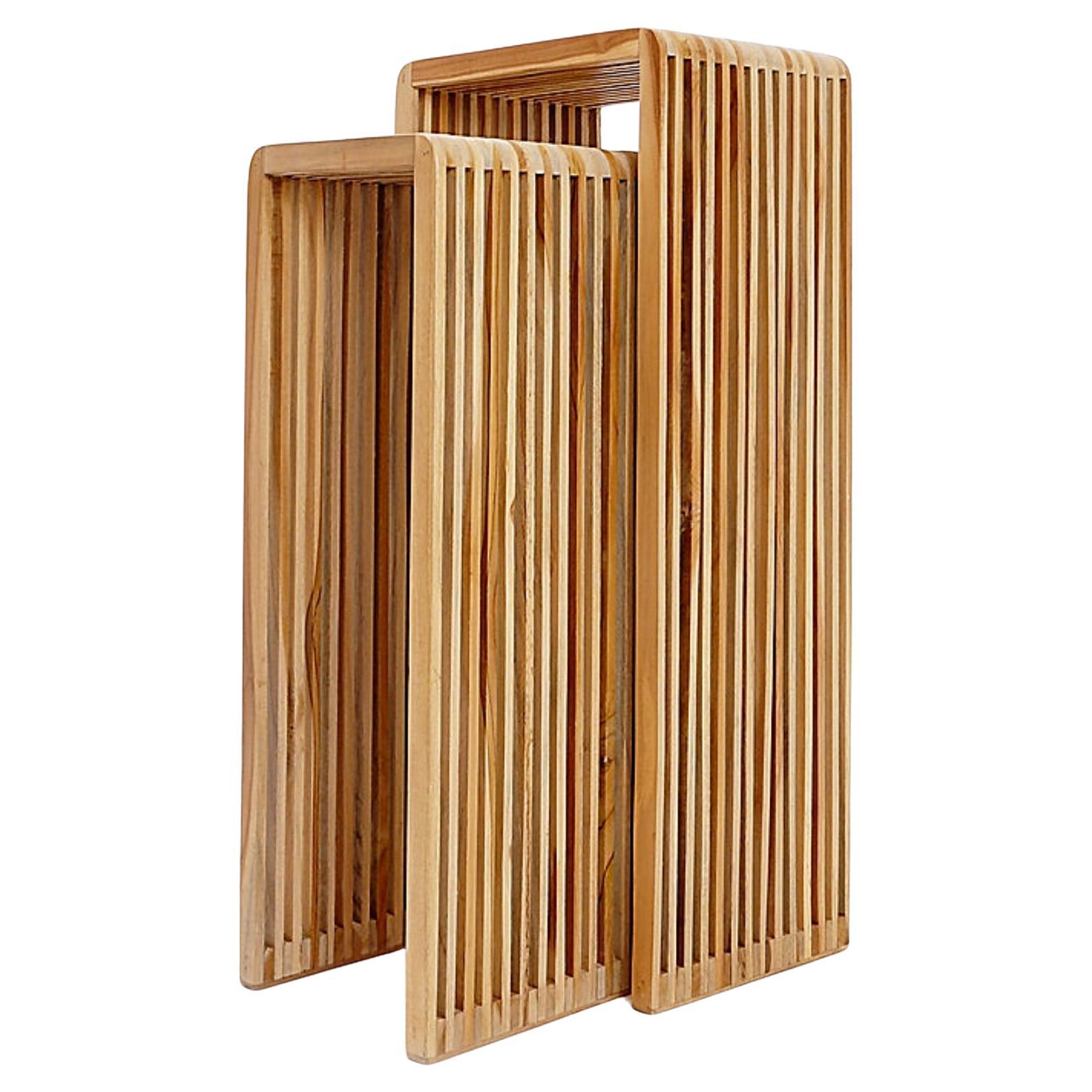 Pair of Slatted Wood nesting plant stands For Sale