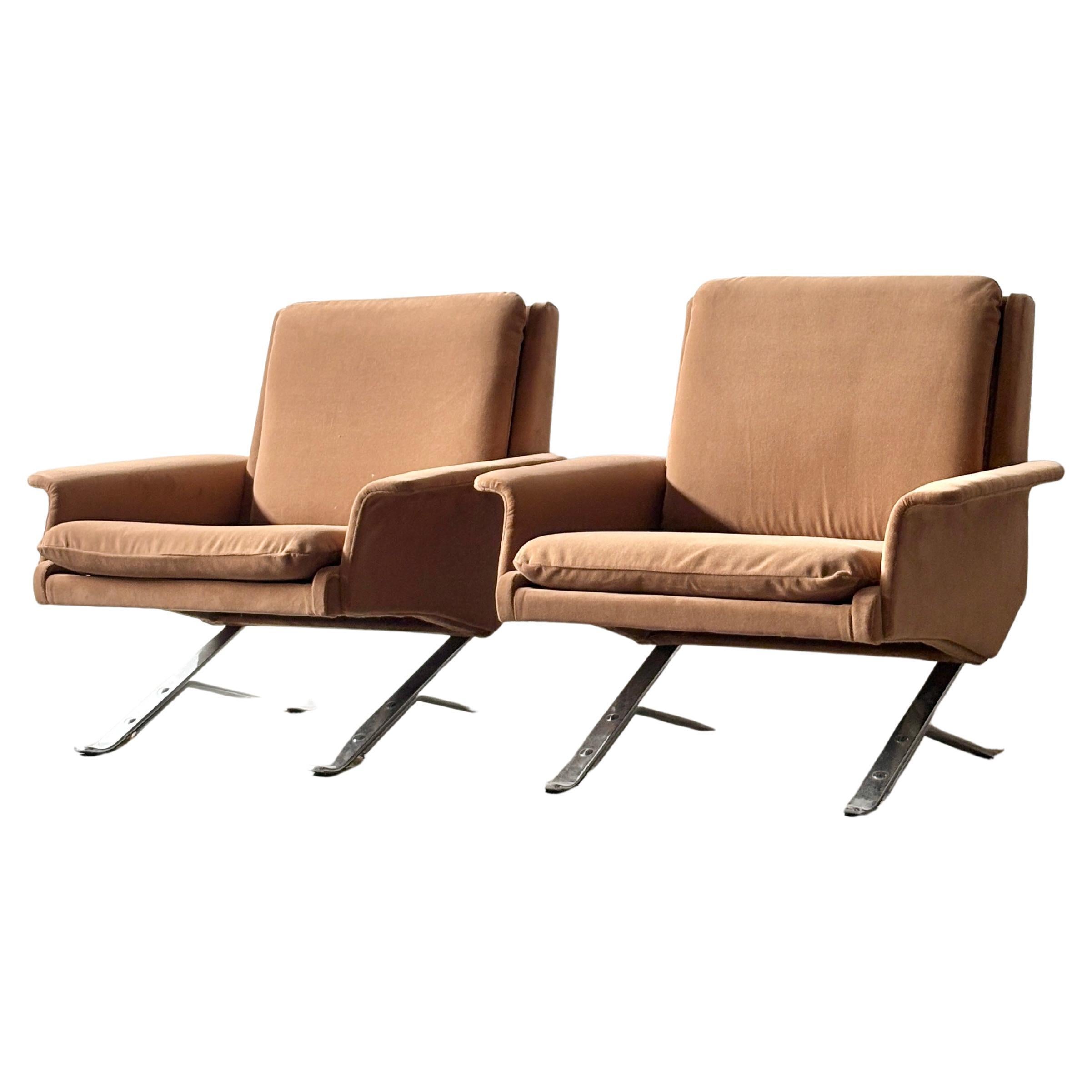 Coppia di sedie lounge a slitta disegnate da Arnold Bode per Tectaform negli anni '50 in vendita