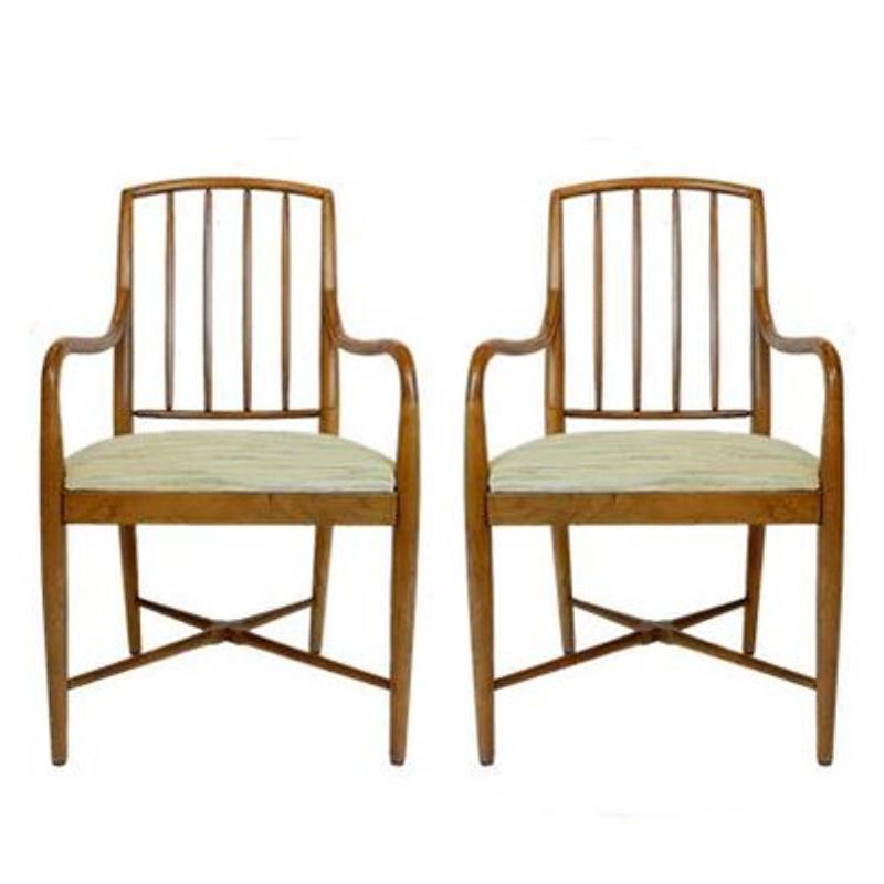 American Pair of Sleek Curved Mid-Century Modern Edward Wormley for Drexel Armchairs