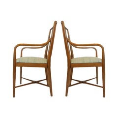 Pair of Sleek Curved Mid-Century Modern Edward Wormley for Drexel Armchairs