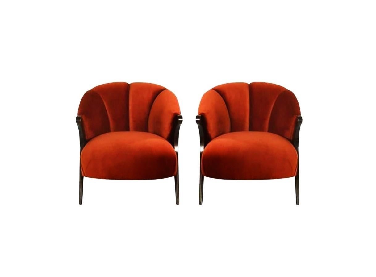 Pair of Sleek Karpen of California Barrel Lounge Chairs 3