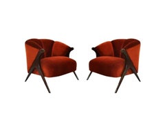 Ein Paar elegante Karpen-Loungesessel aus Kalifornien Barrel