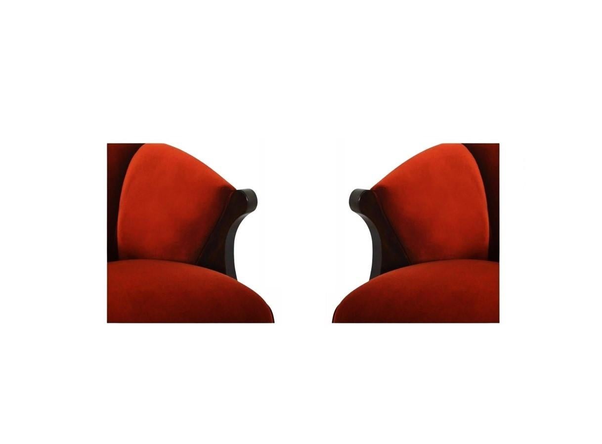 Mid-Century Modern Pair of Sleek Karpen of California Barrel Lounge Chairs