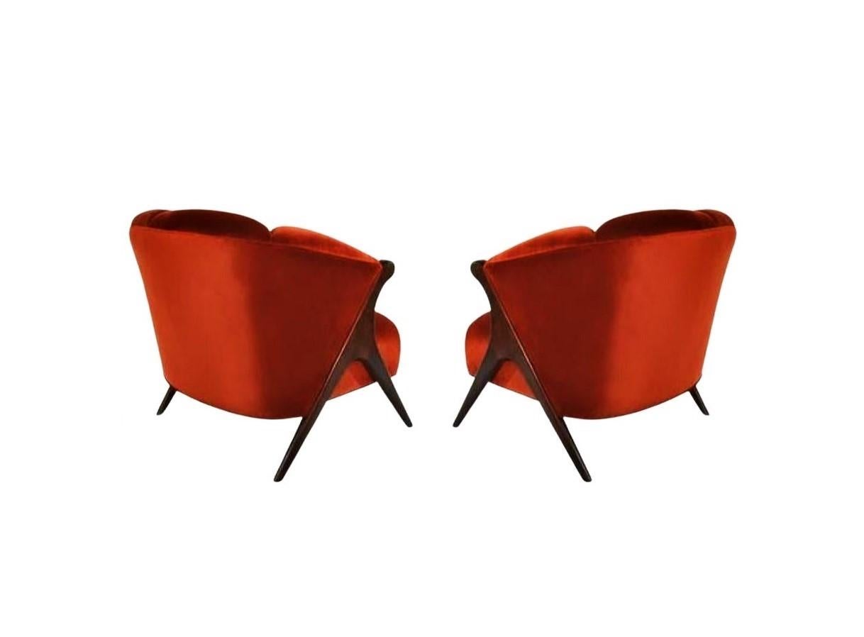 20th Century Pair of Sleek Karpen of California Barrel Lounge Chairs