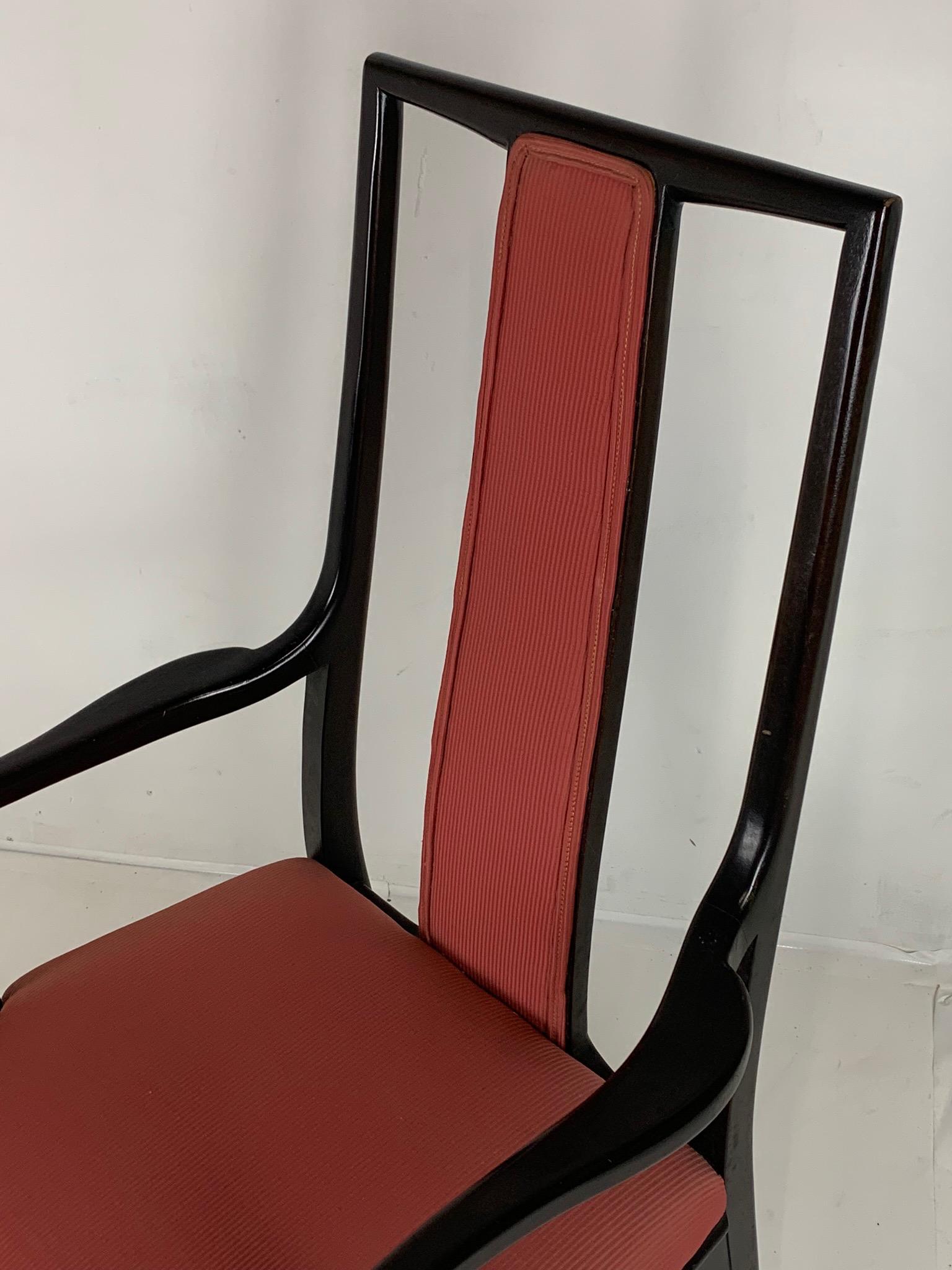 Ebonized Pair of Sleek Mahogany Parzinger Style Dining / Occasional Chairs by John Stuart For Sale