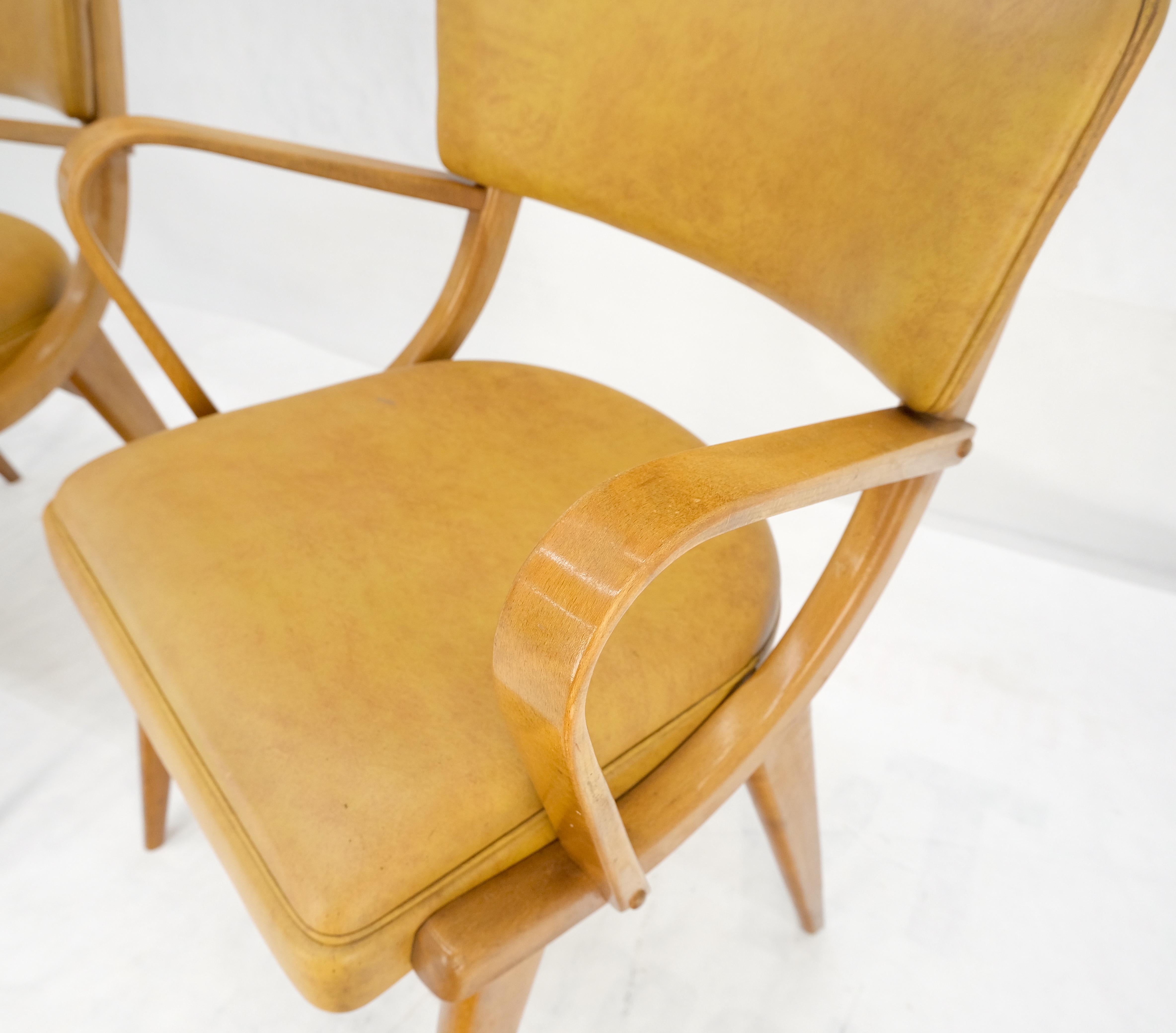 Paire de chaises de salle à manger en bois de hêtre courbé à pieds en forme de compas MINT de la modernité du milieu du siècle dernier en vente 3