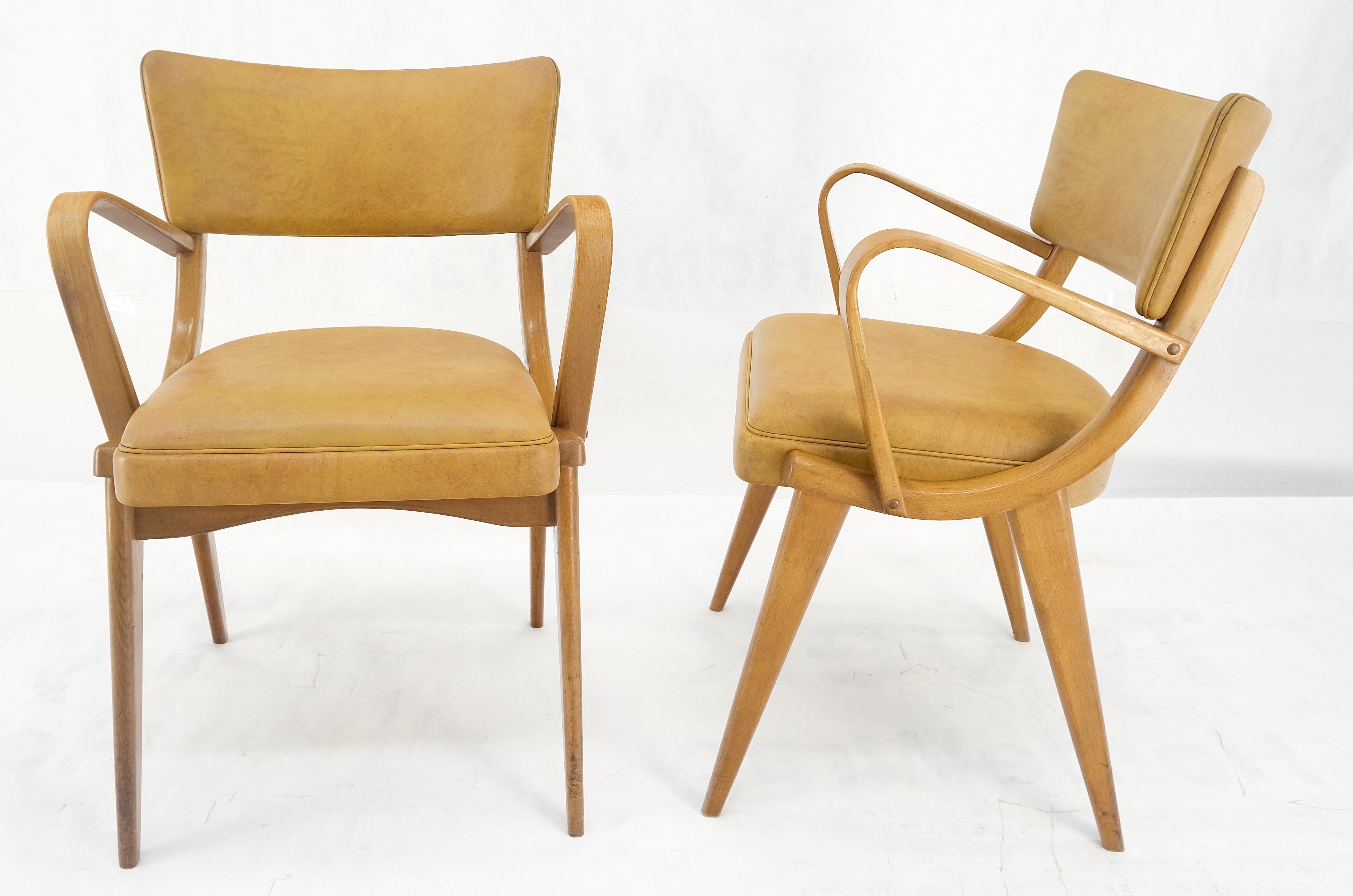 Paire de chaises de salle à manger en bois de hêtre courbé à pieds en forme de compas MINT de la modernité du milieu du siècle dernier en vente 8