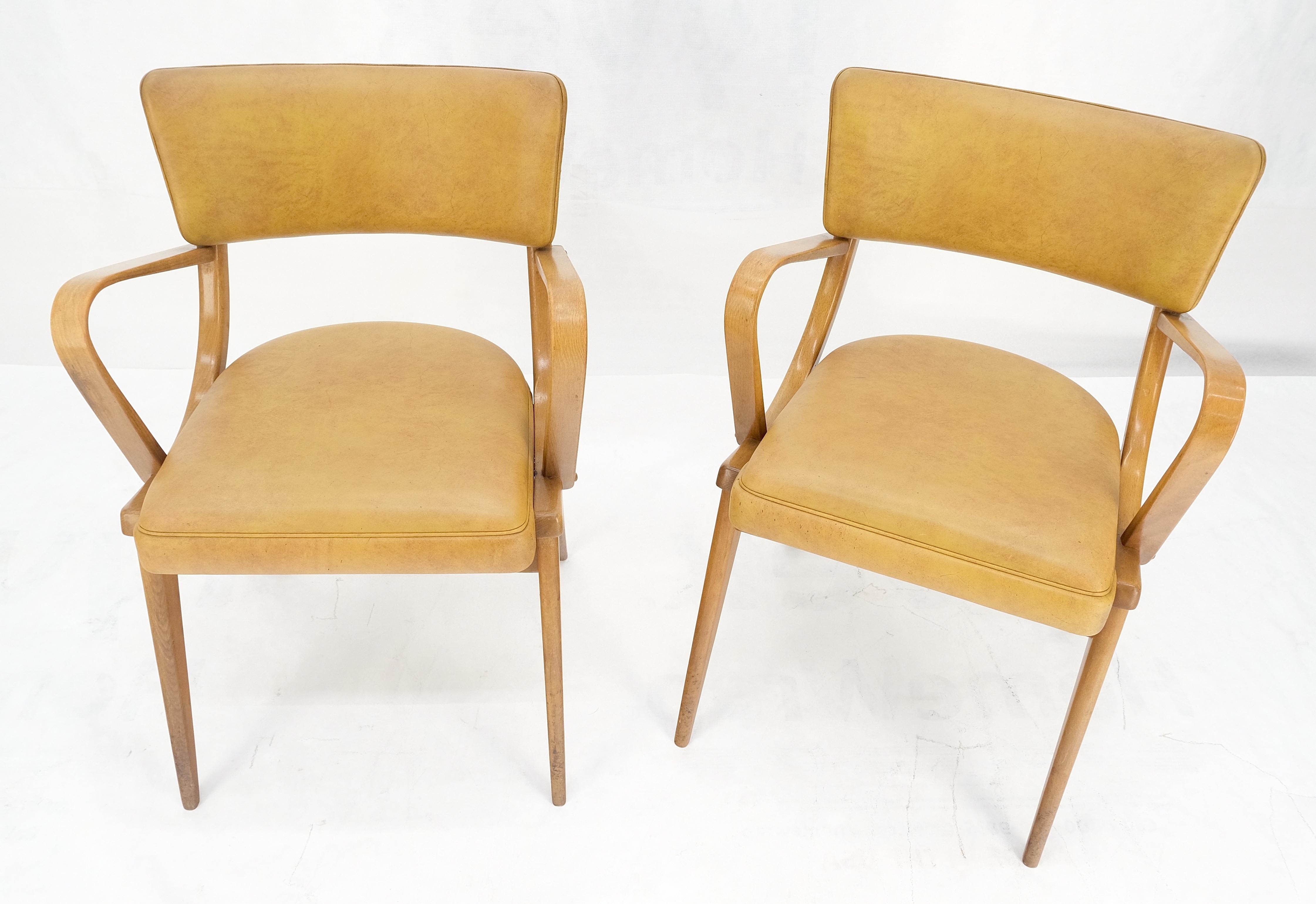 Mid-Century Modern Paire de chaises de salle à manger en bois de hêtre courbé à pieds en forme de compas MINT de la modernité du milieu du siècle dernier en vente