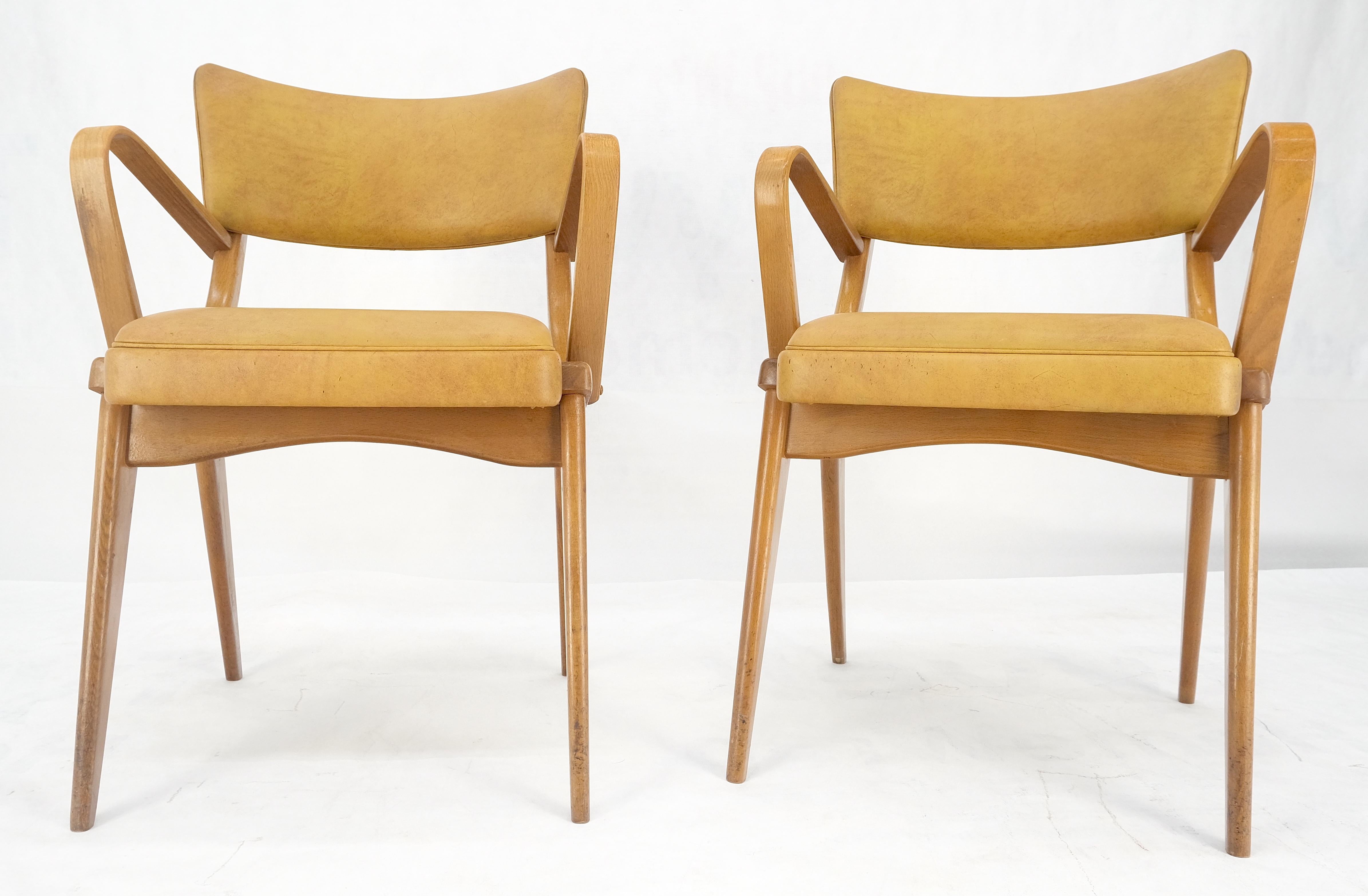 Paire de chaises de salle à manger en bois de hêtre courbé à pieds en forme de compas MINT de la modernité du milieu du siècle dernier Bon état - En vente à Rockaway, NJ
