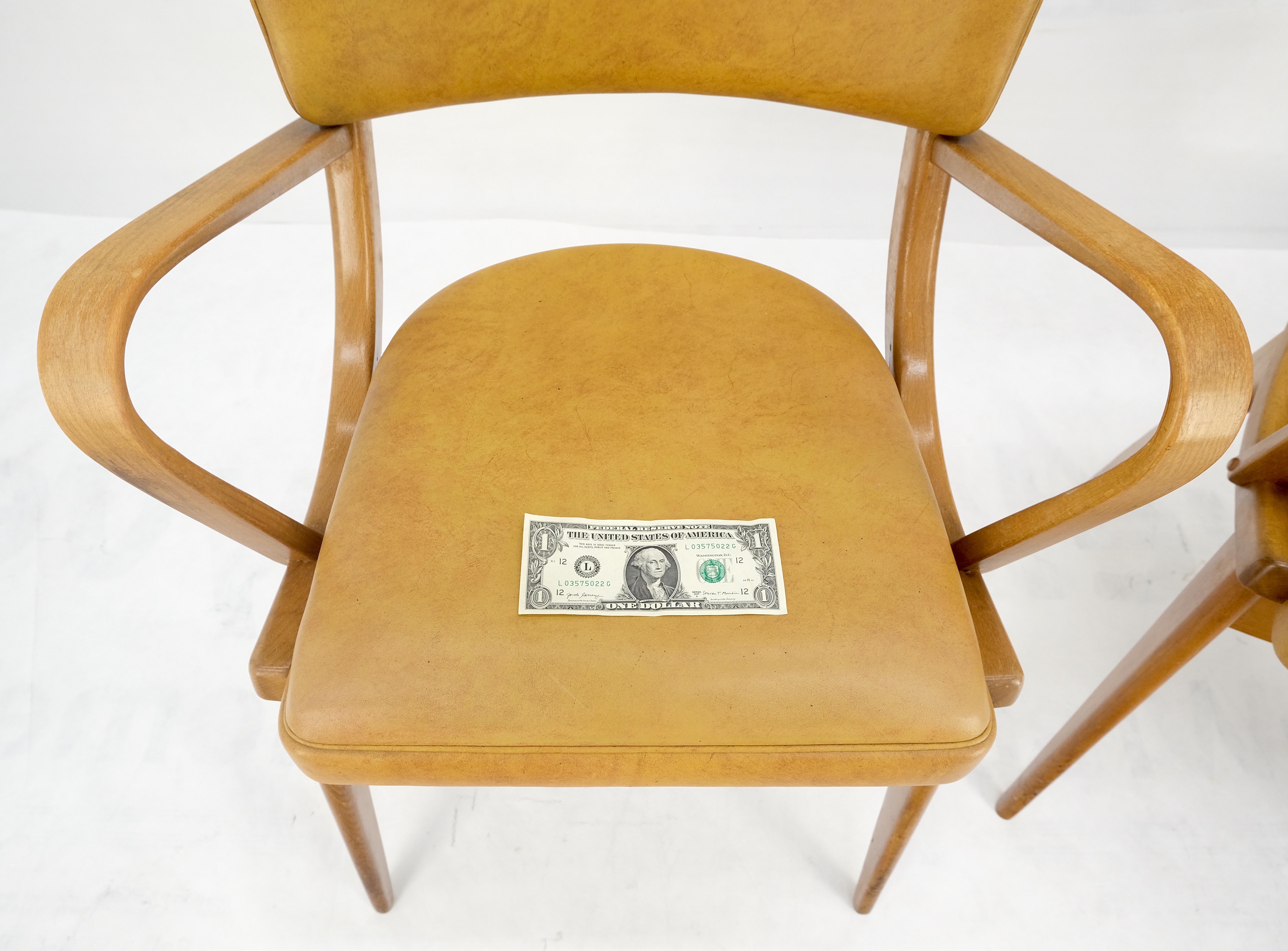 Hêtre Paire de chaises de salle à manger en bois de hêtre courbé à pieds en forme de compas MINT de la modernité du milieu du siècle dernier en vente