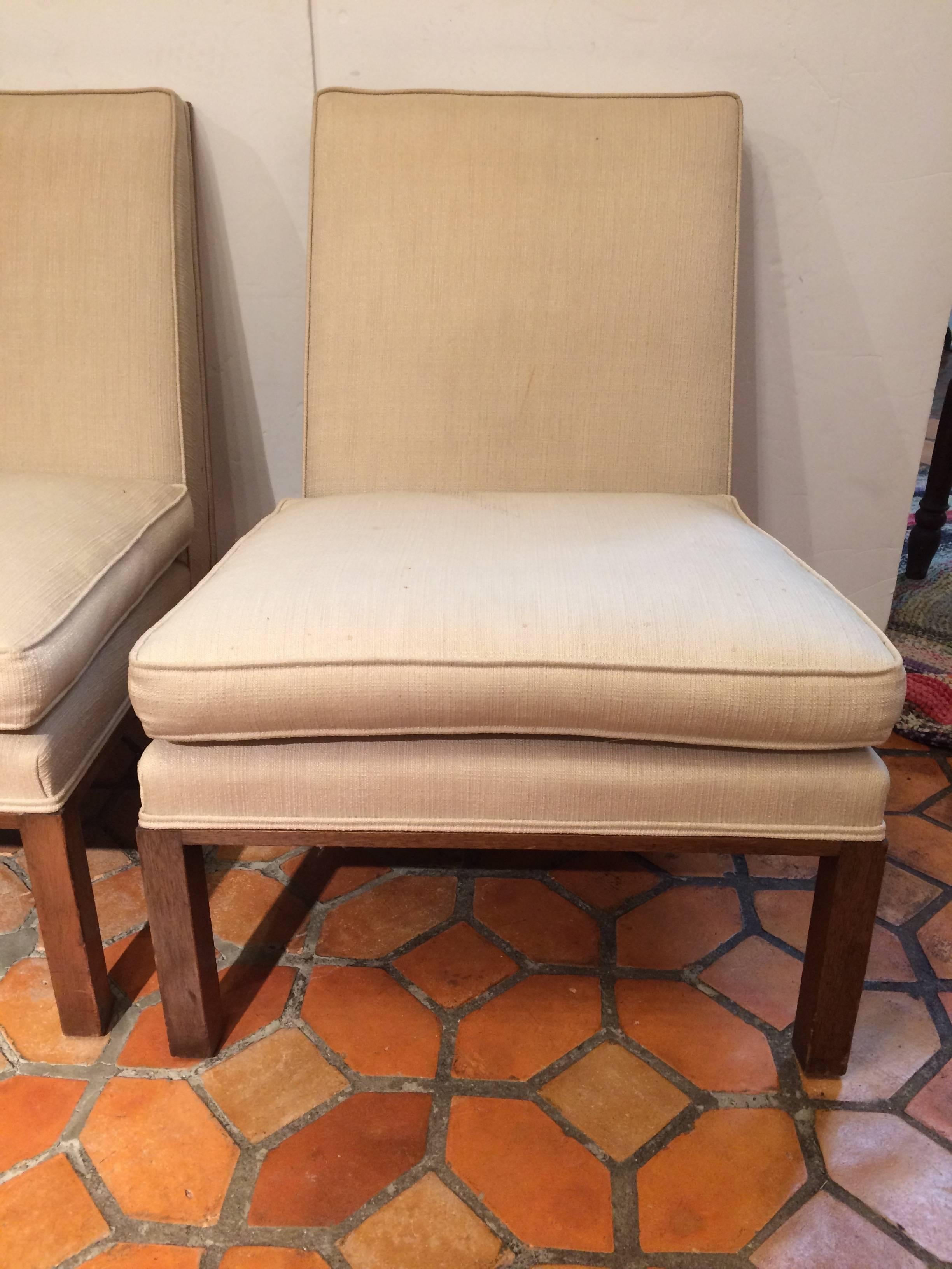 American Pair of Sleek Mid-Century Modern Edward Wormley for Dunbar Slipper Chairs