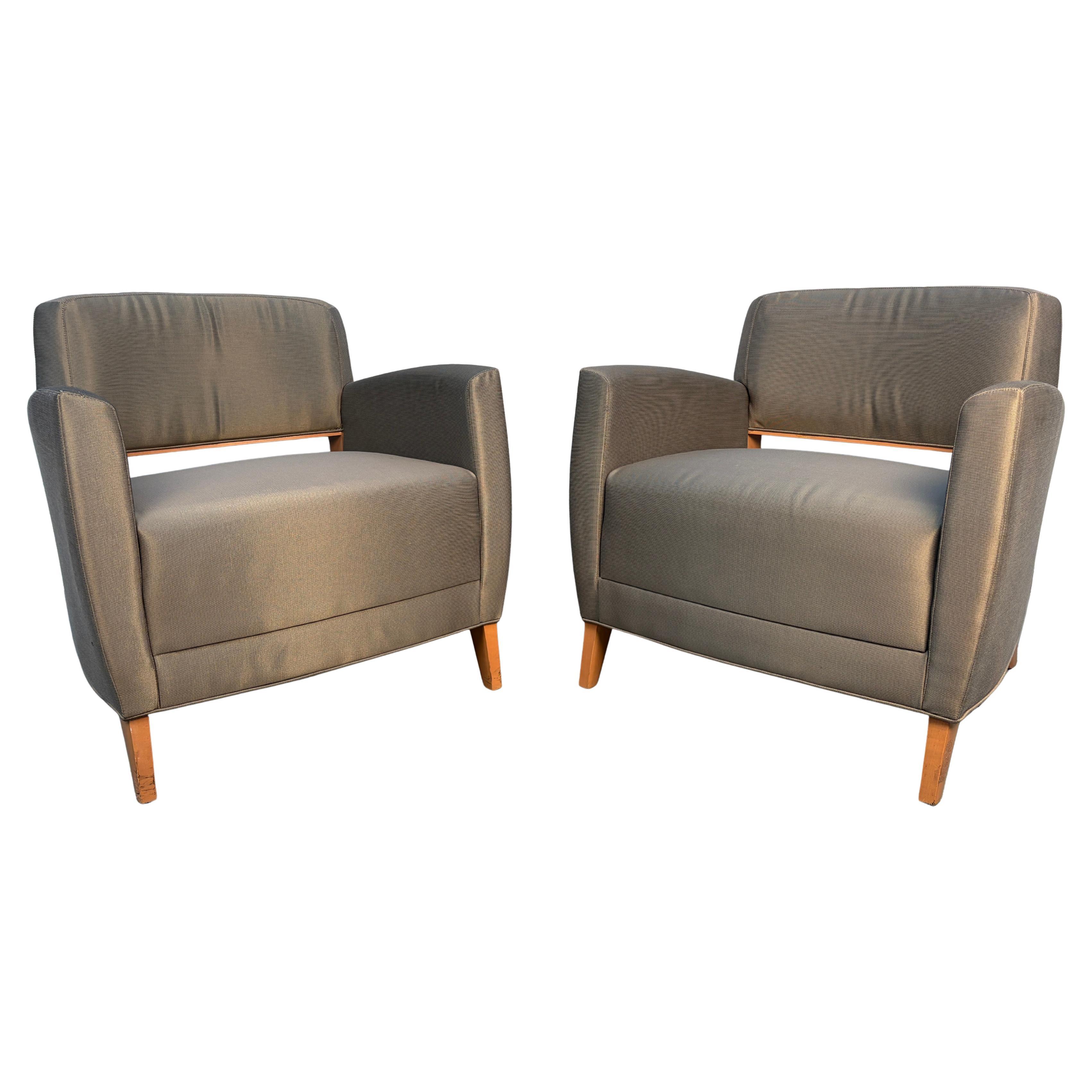 Pair Of Sleek Modern Lounge Chairs By Bernhardt