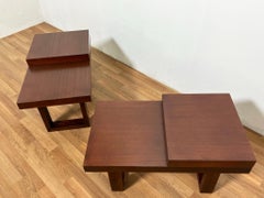 Pair of Sleek Modernist Mahogany Step End Tables, Ca. 1960s