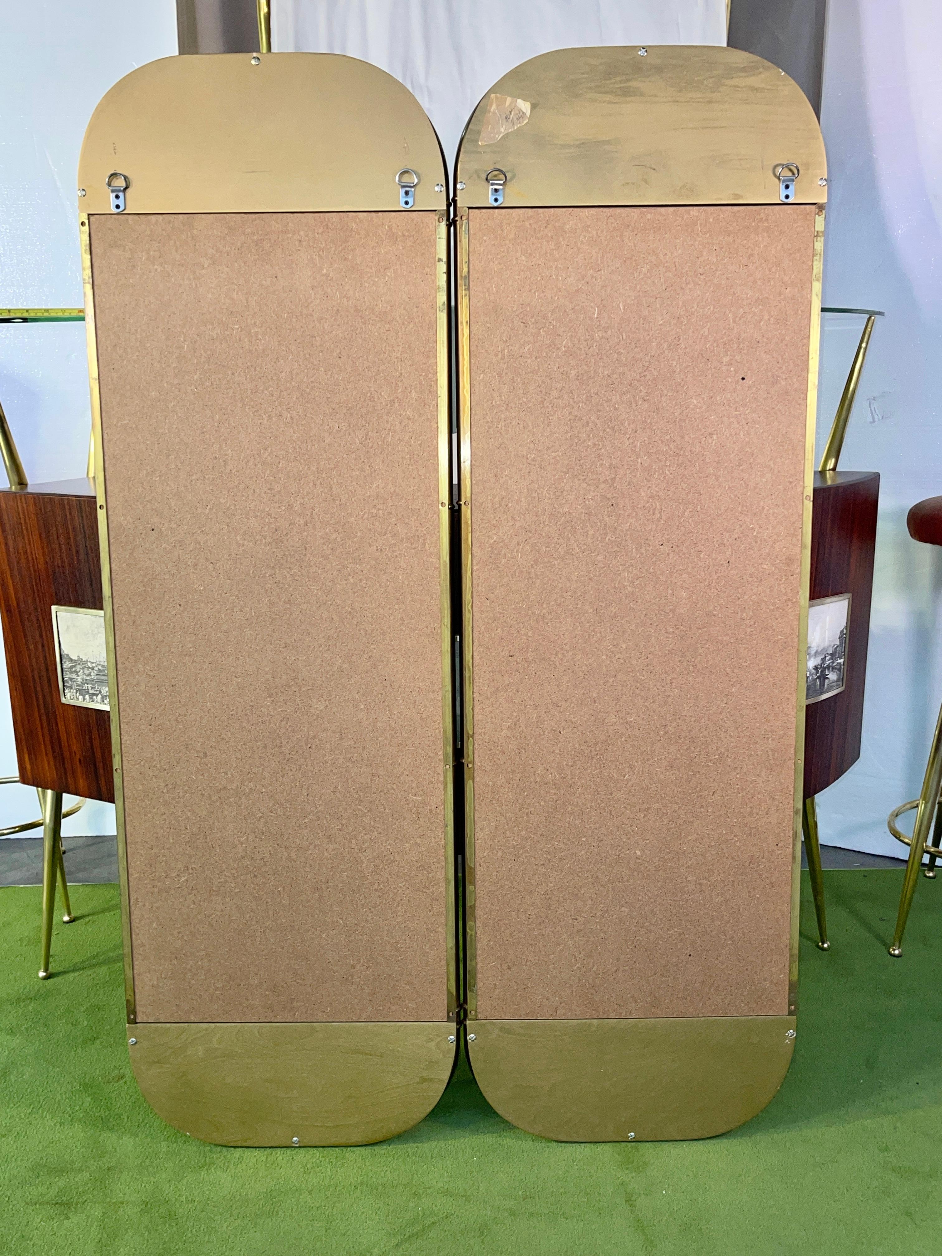Pair of Slim Mastercraft Brass Wall Mirrors For Sale 5