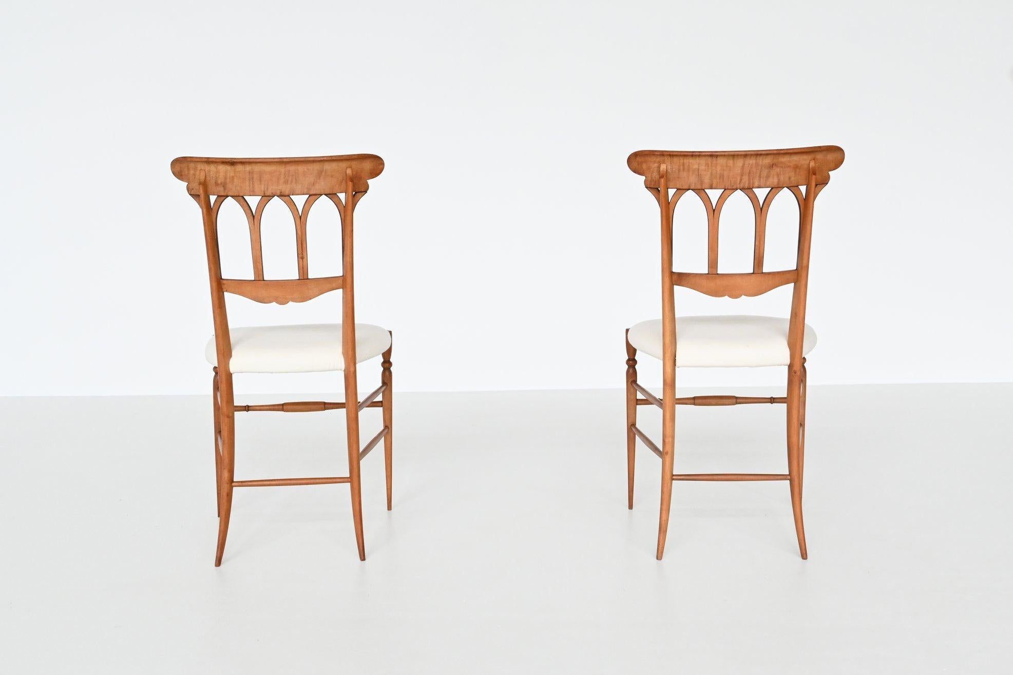 Pair of Slim Shaped Chiavari Side Chairs, Italy, 1950 In Good Condition In Etten-Leur, NL