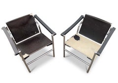 Pair of Sling Arm LC1 Pony Chairs In the Style of Le Corbusier, Pierre Jeanneret