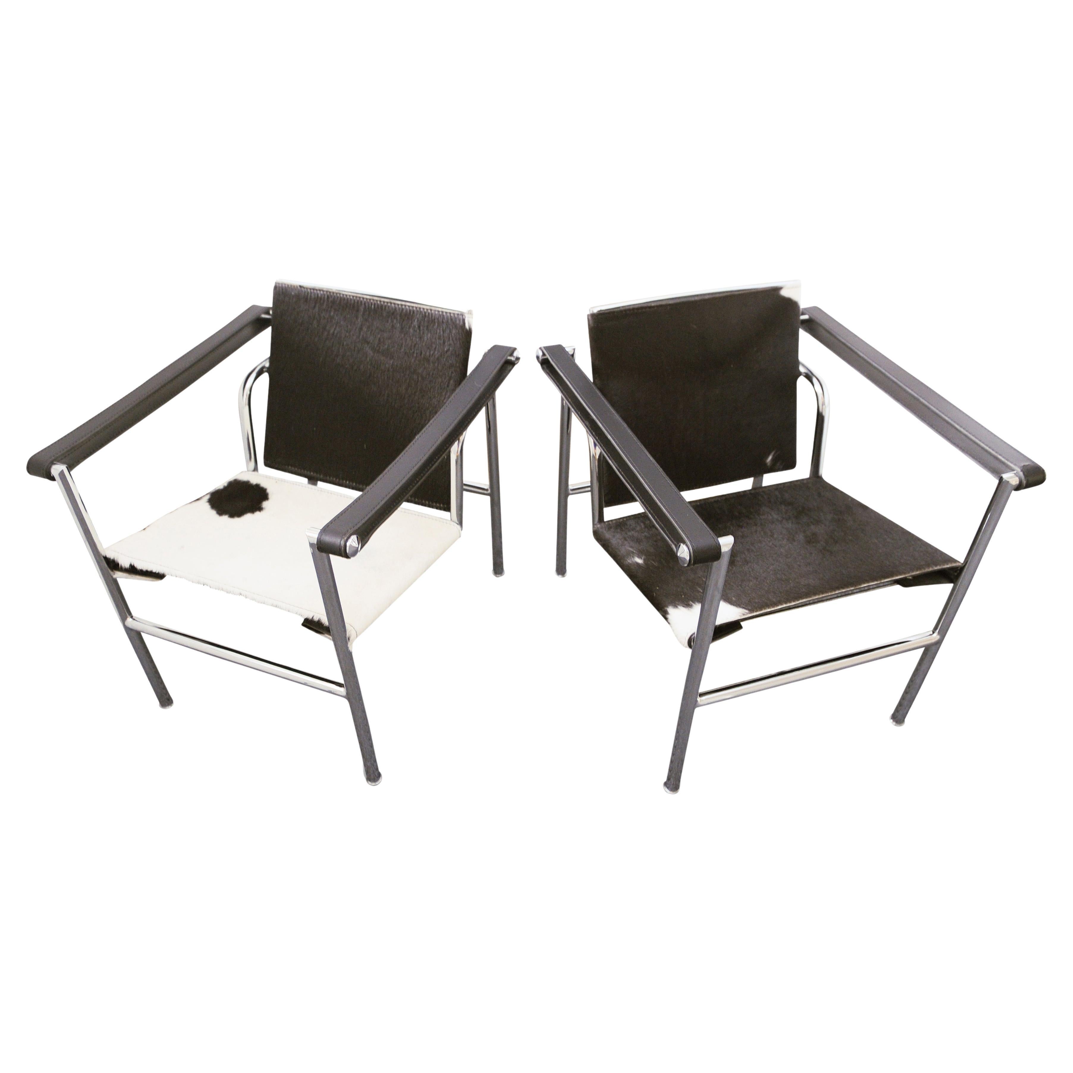 Pair of Sling Arm LC1 Pony Chairs In the Style of Le Corbusier, Pierre Jeanneret For Sale