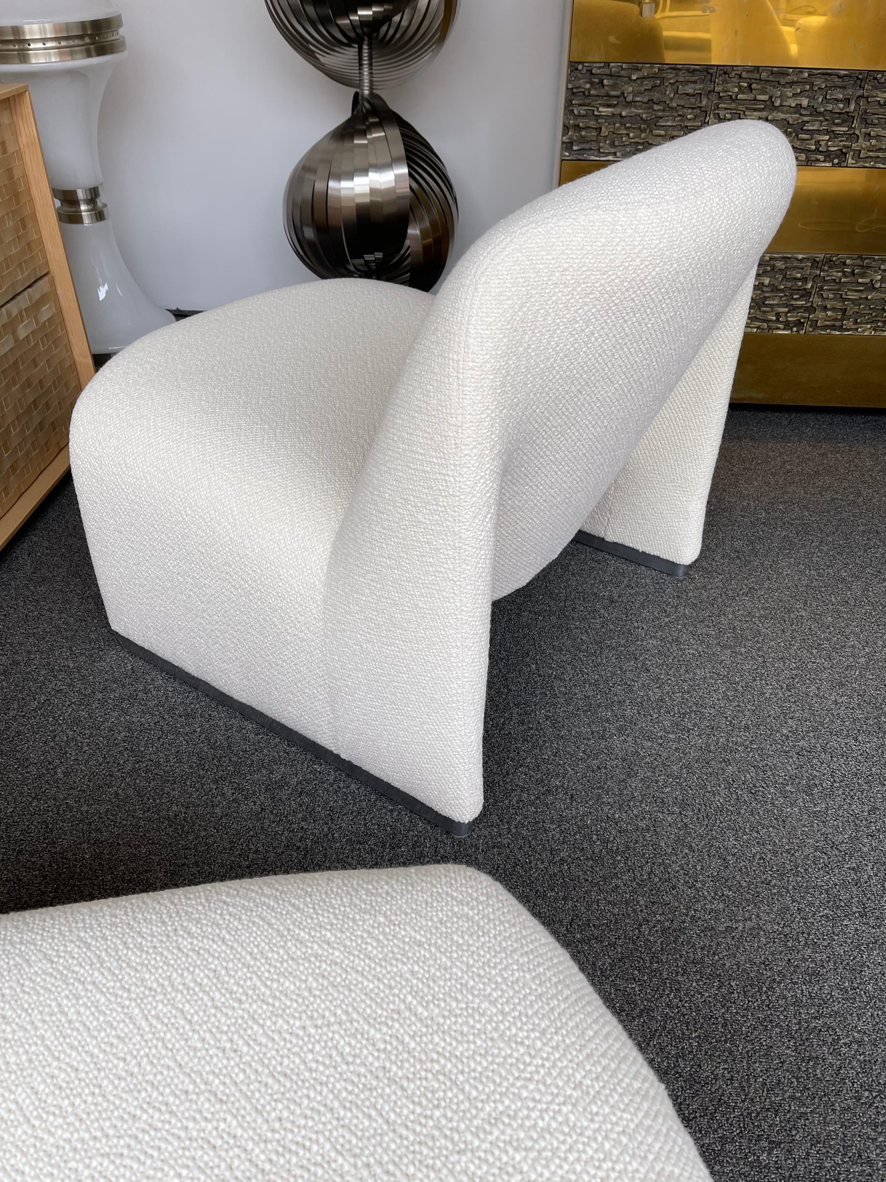 Pair of Slipper Chairs Alky Bouclé Fabric by Giancarlo Piretti, Italy, 1969 3