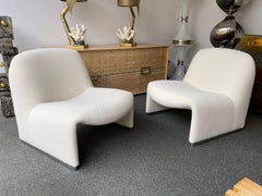 Pair of Slipper Chairs Alky Bouclé Fabric by Giancarlo Piretti, Italy, 1969